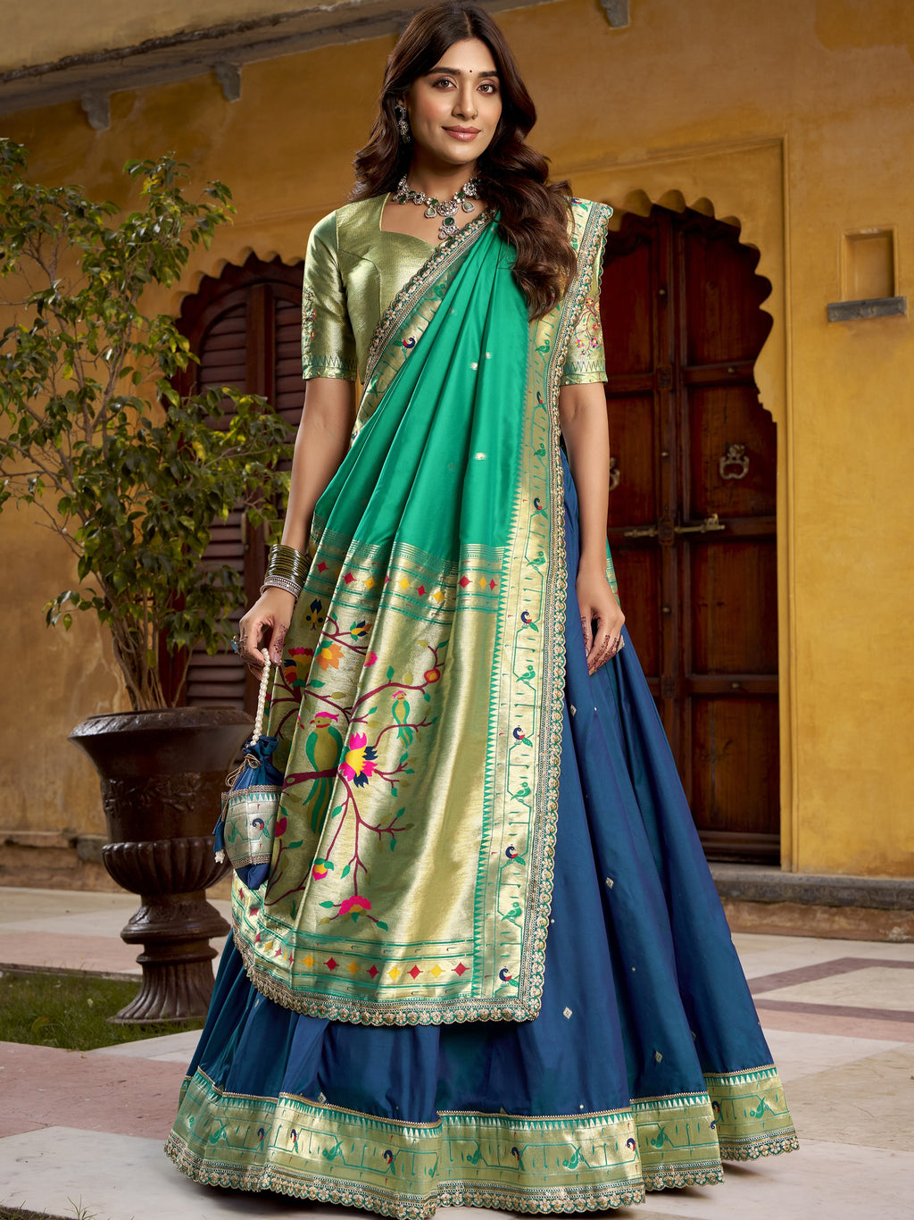 Paithani Zari Weaving Lehenga With Dupatta
