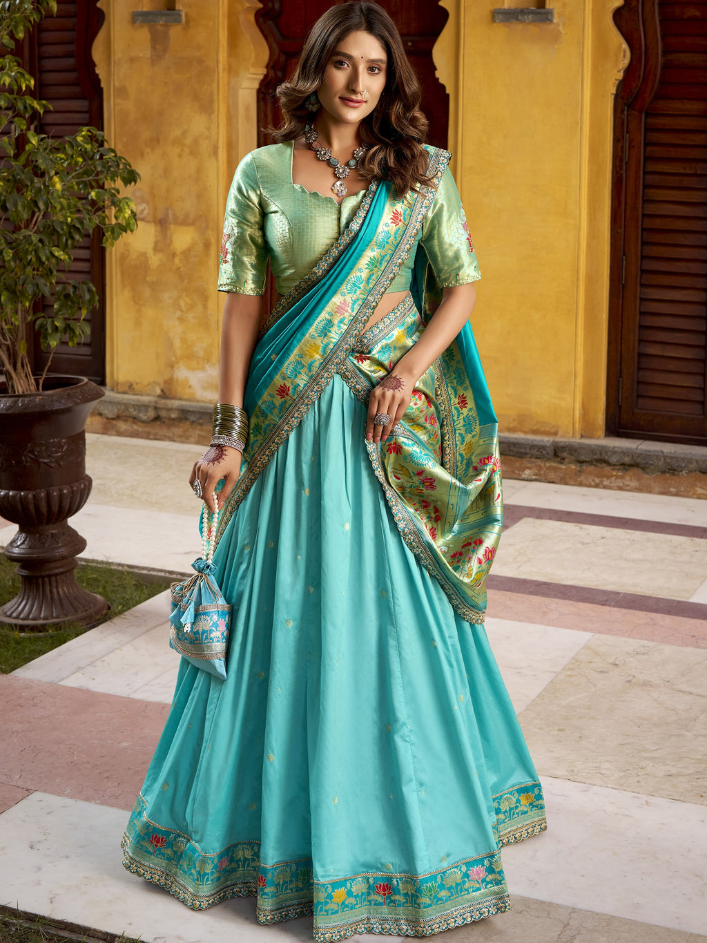 Paithani Zari Weaving Lehenga With Dupatta