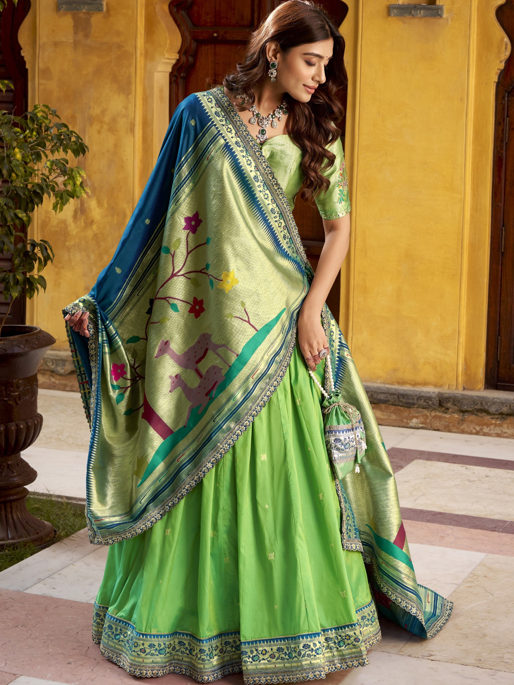 Paithani Zari Weaving Lehenga With Dupatta