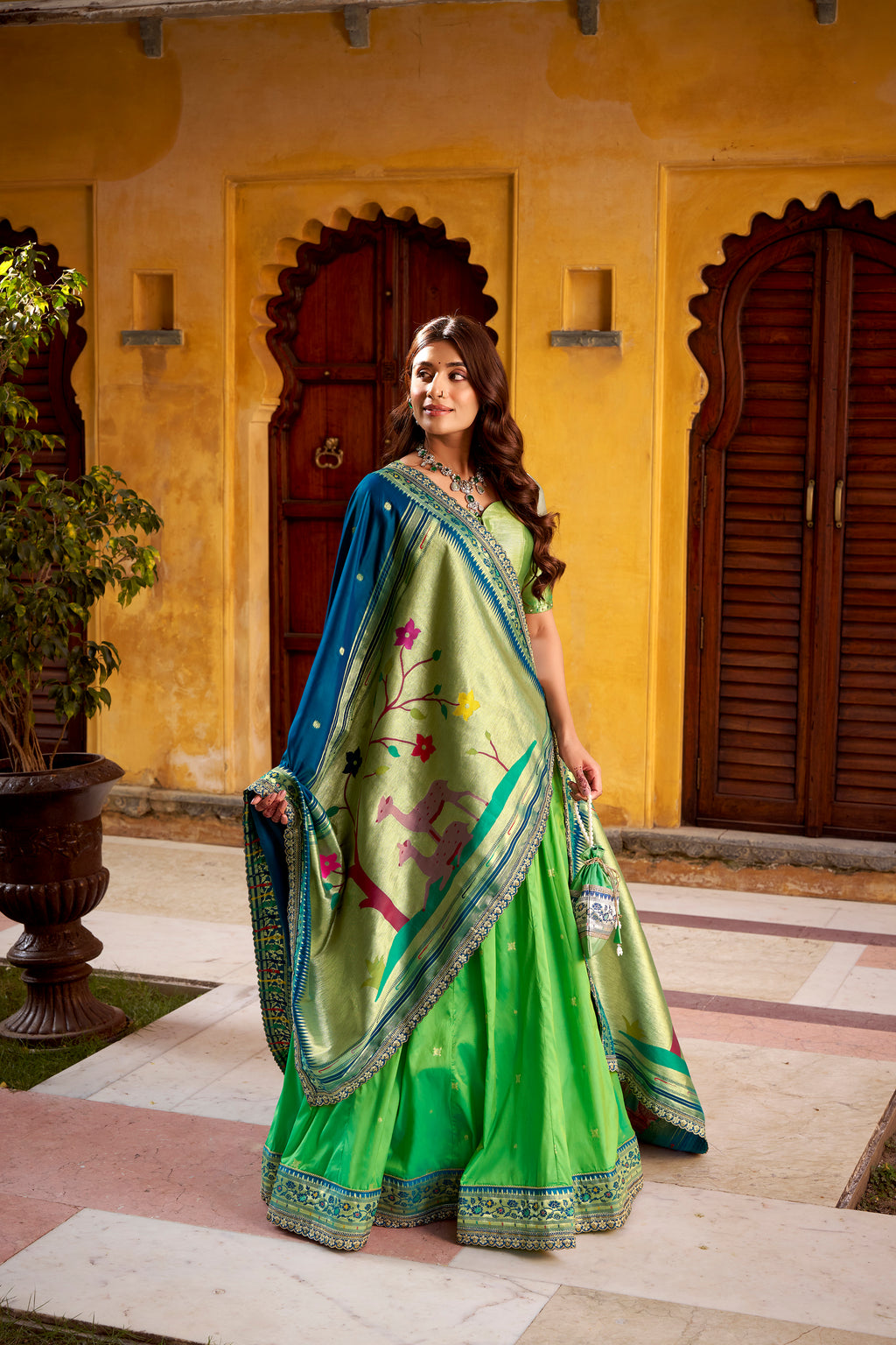 Paithani Zari Weaving Lehenga With Dupatta