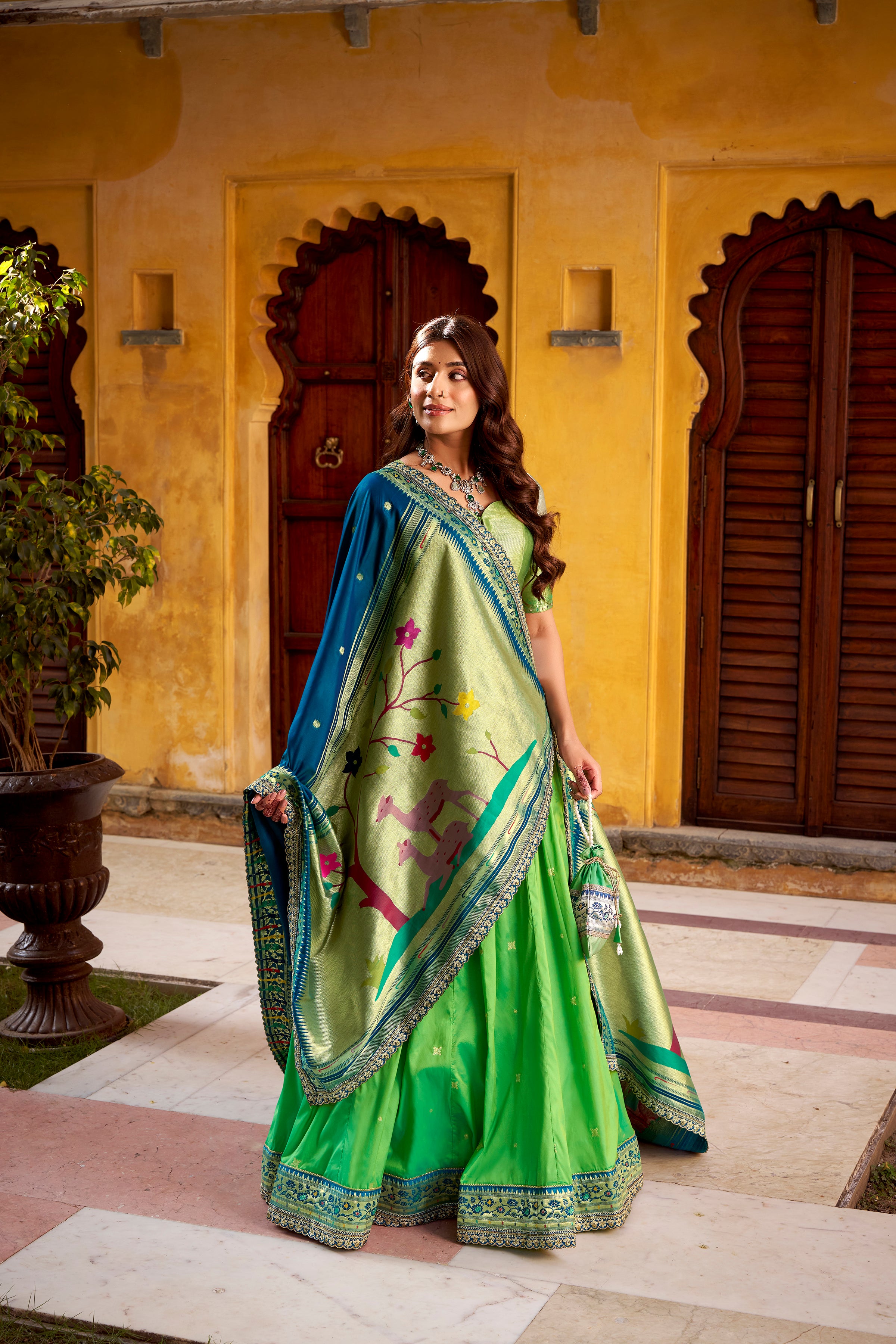 Paithani Zari Weaving Lehenga With Dupatta