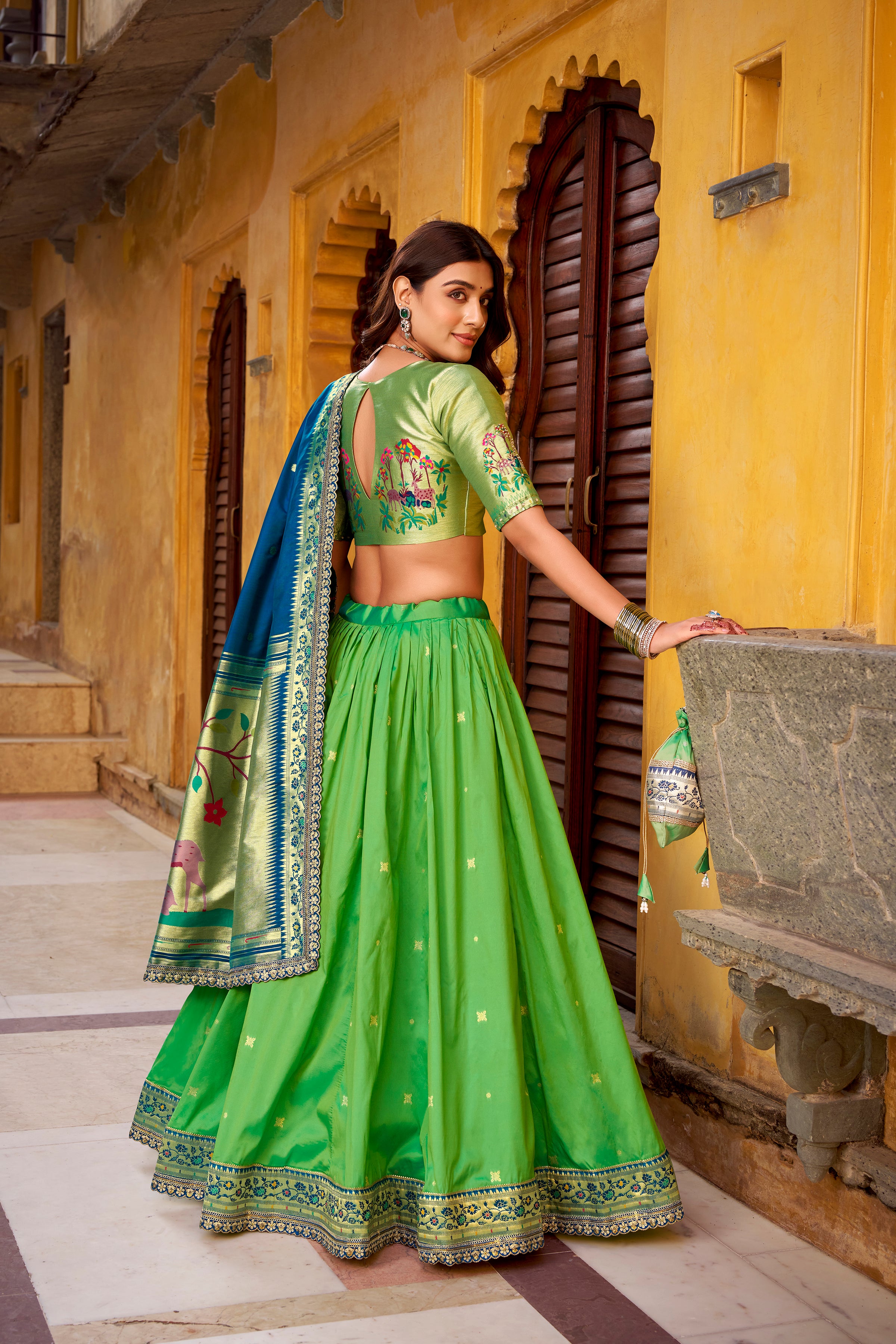 Paithani Zari Weaving Lehenga With Dupatta