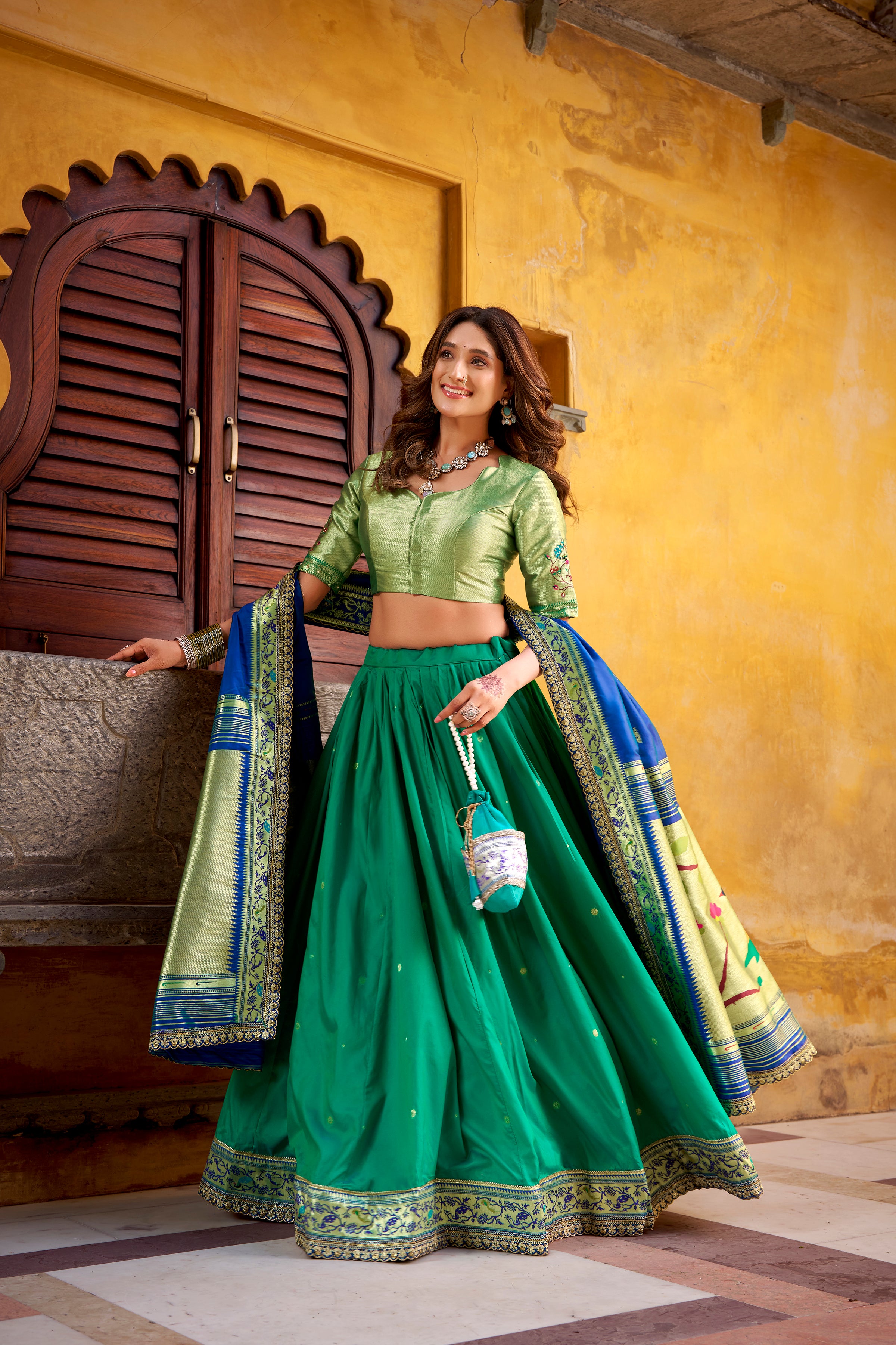 Paithani Zari Weaving Lehenga With Dupatta