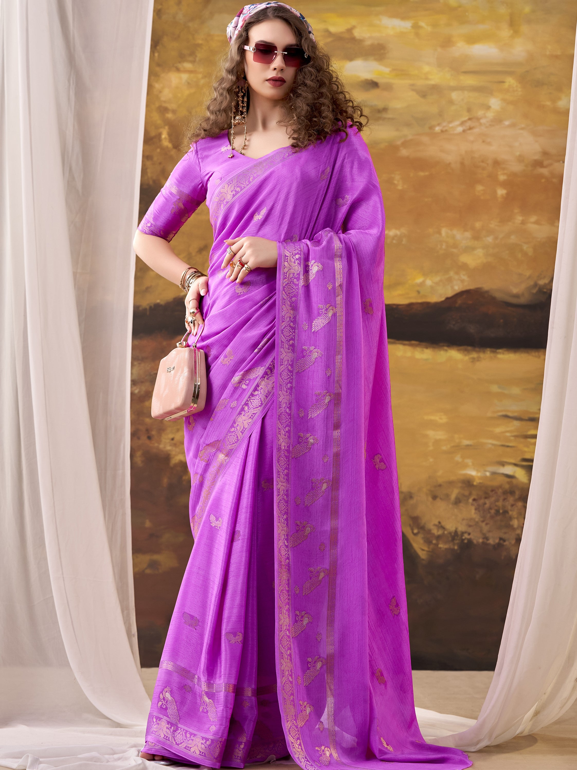Crepe Zari Weaving Saree