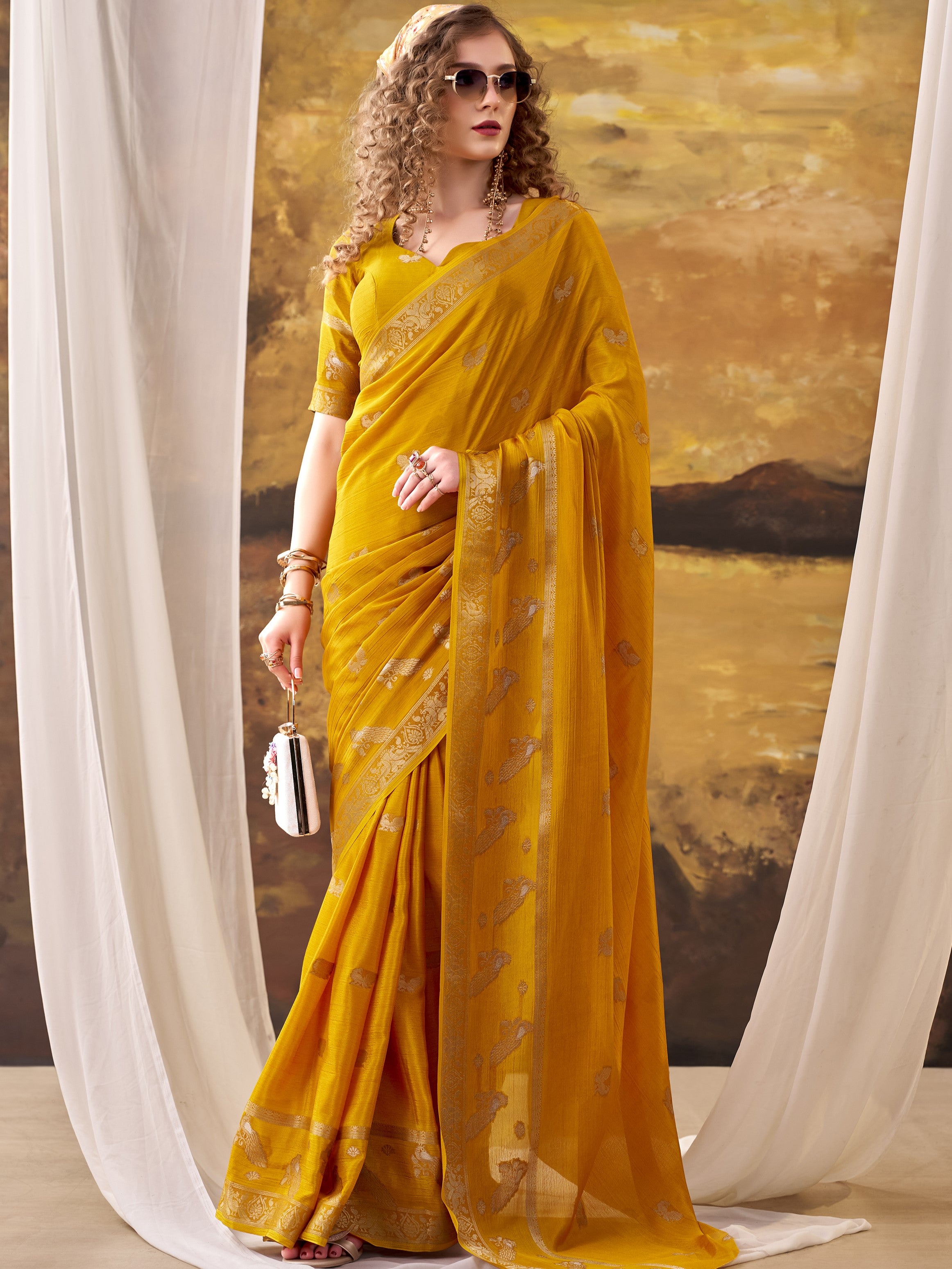 Crepe Zari Weaving Saree