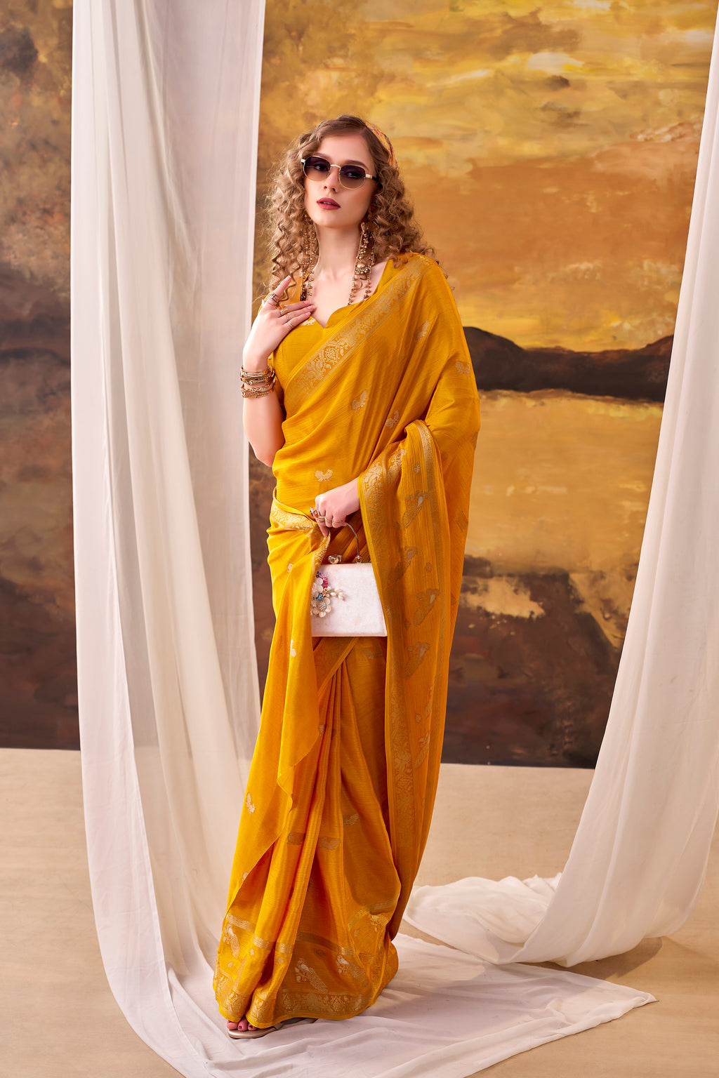 Crepe Zari Weaving Saree