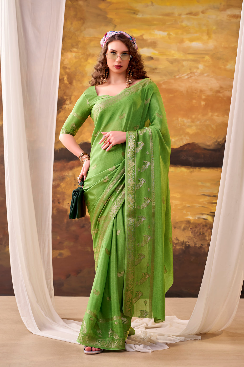 Crepe Zari Weaving Saree