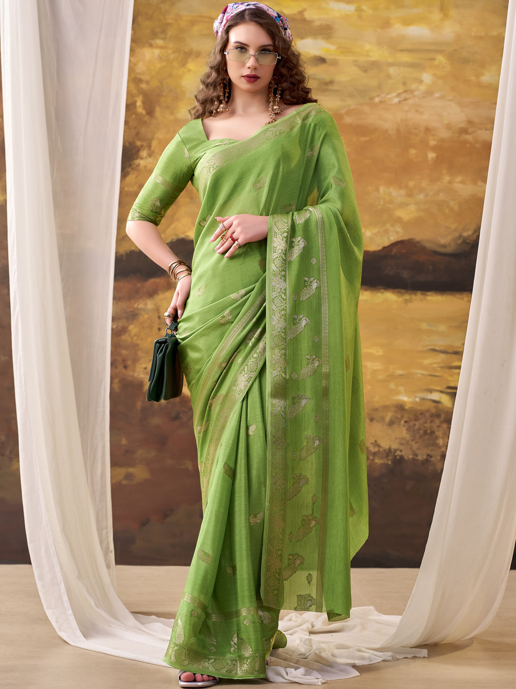 Crepe Zari Weaving Saree