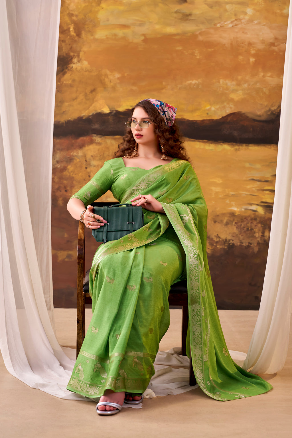 Crepe Zari Weaving Saree