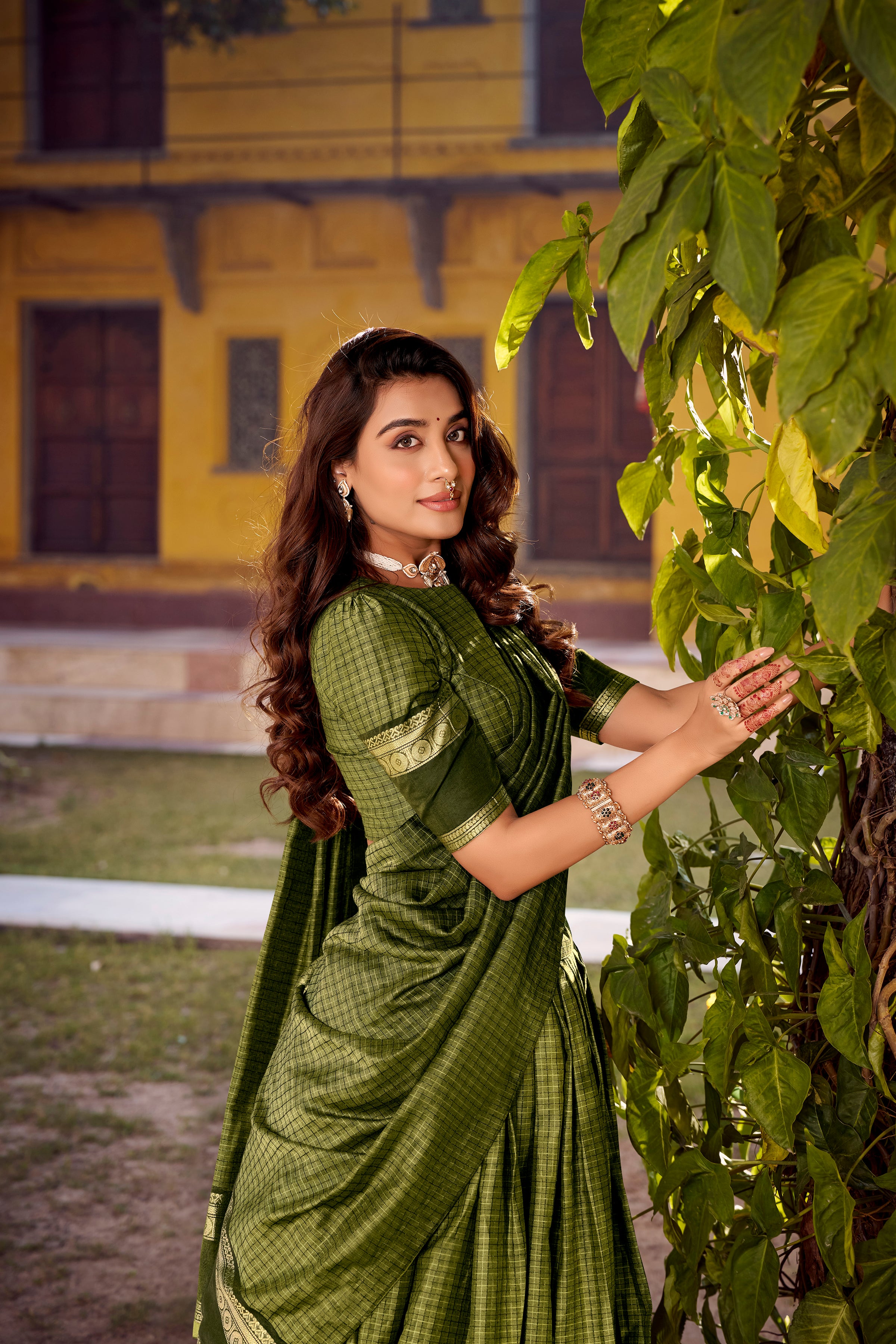 Chettinad Cotton Chex Zari Weaving Lehenga With Dupatta