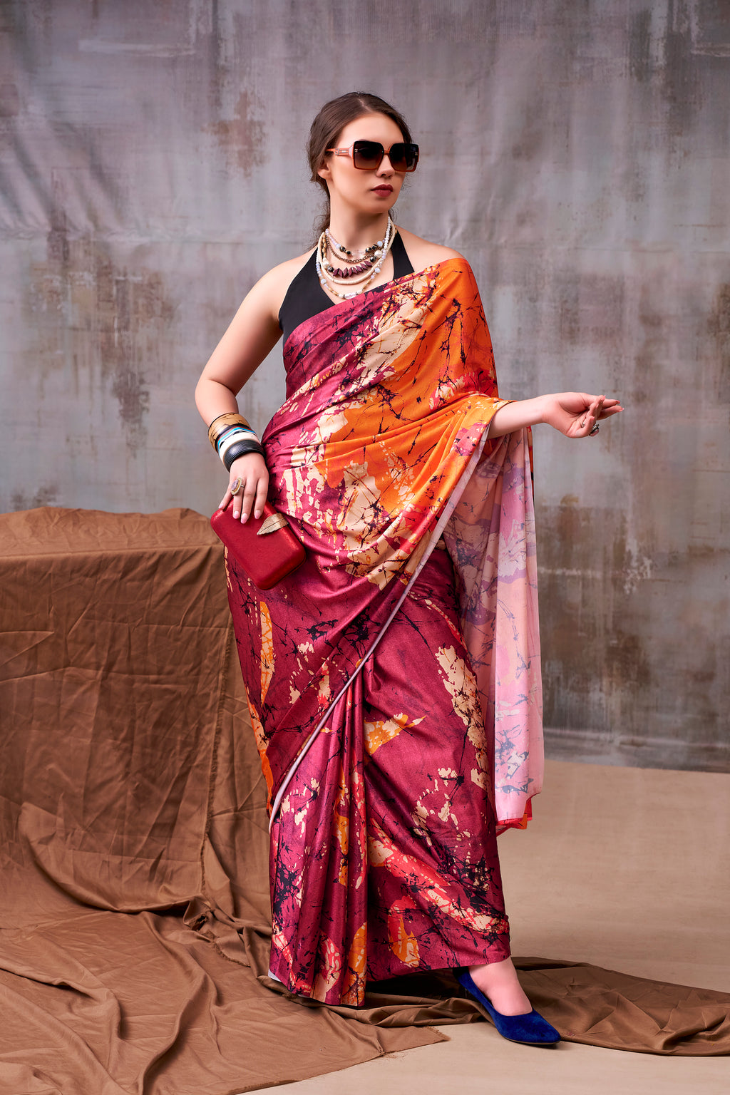 Satin Silk Printed Saree