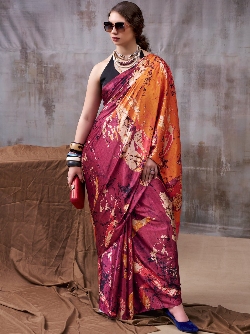 Satin Silk Printed Saree