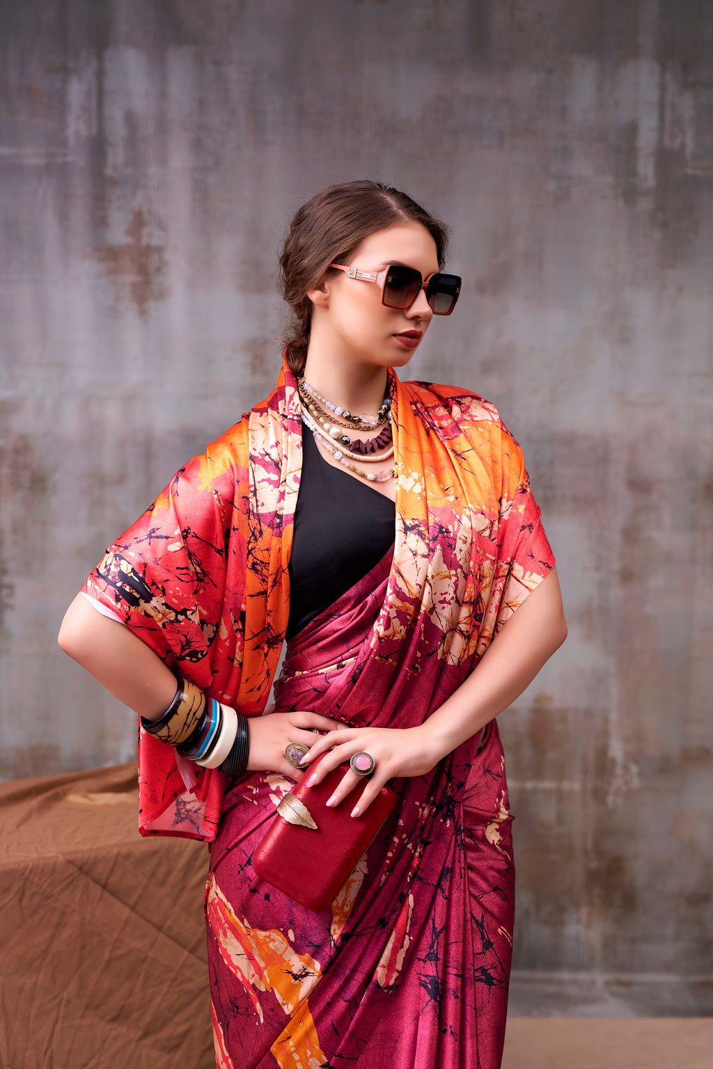 Satin Silk Printed Saree