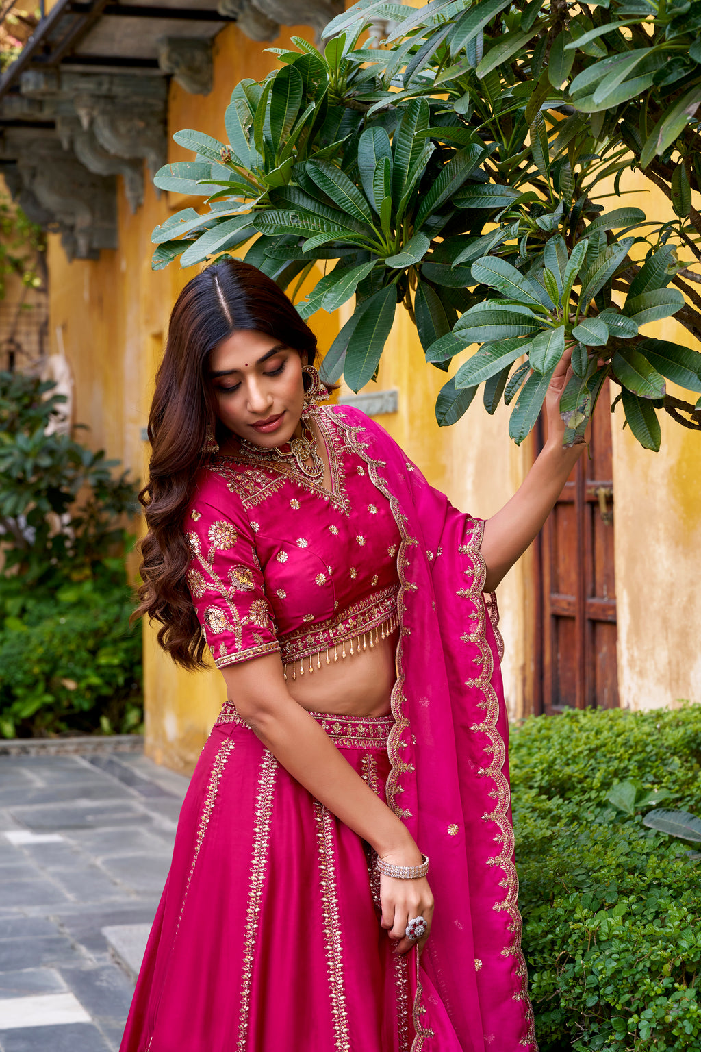 Natural Silk Thread Emroidered Lehenga With Dupatta
