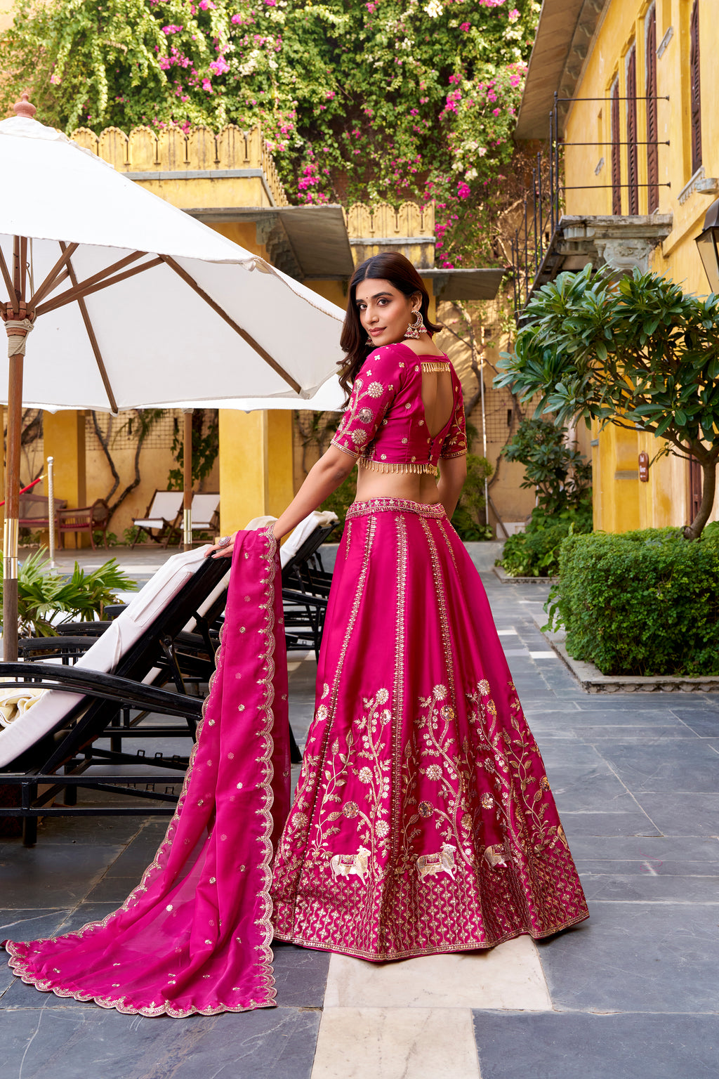 Natural Silk Thread Emroidered Lehenga With Dupatta