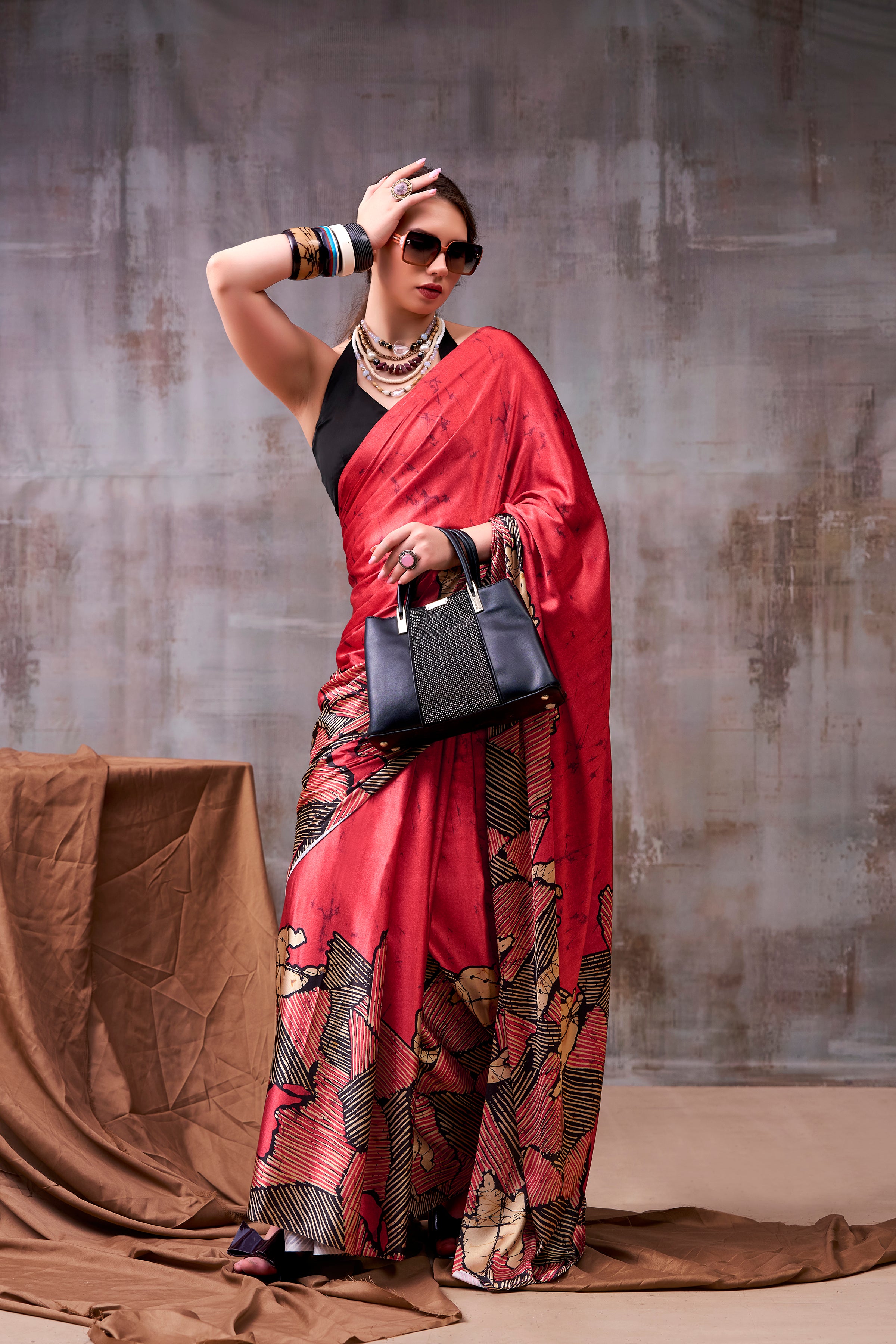 Satin Silk Printed Saree