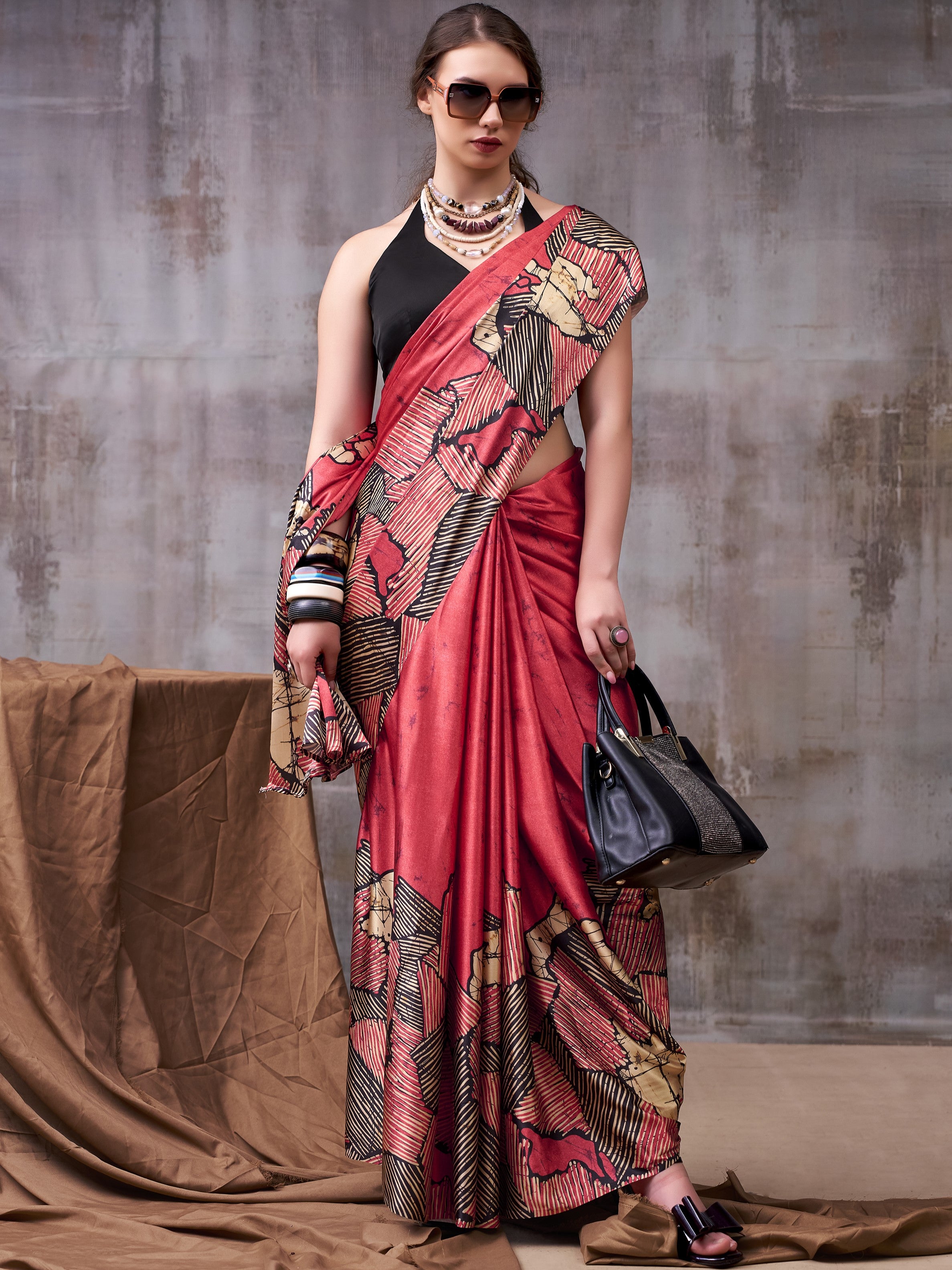 Satin Silk Printed Saree