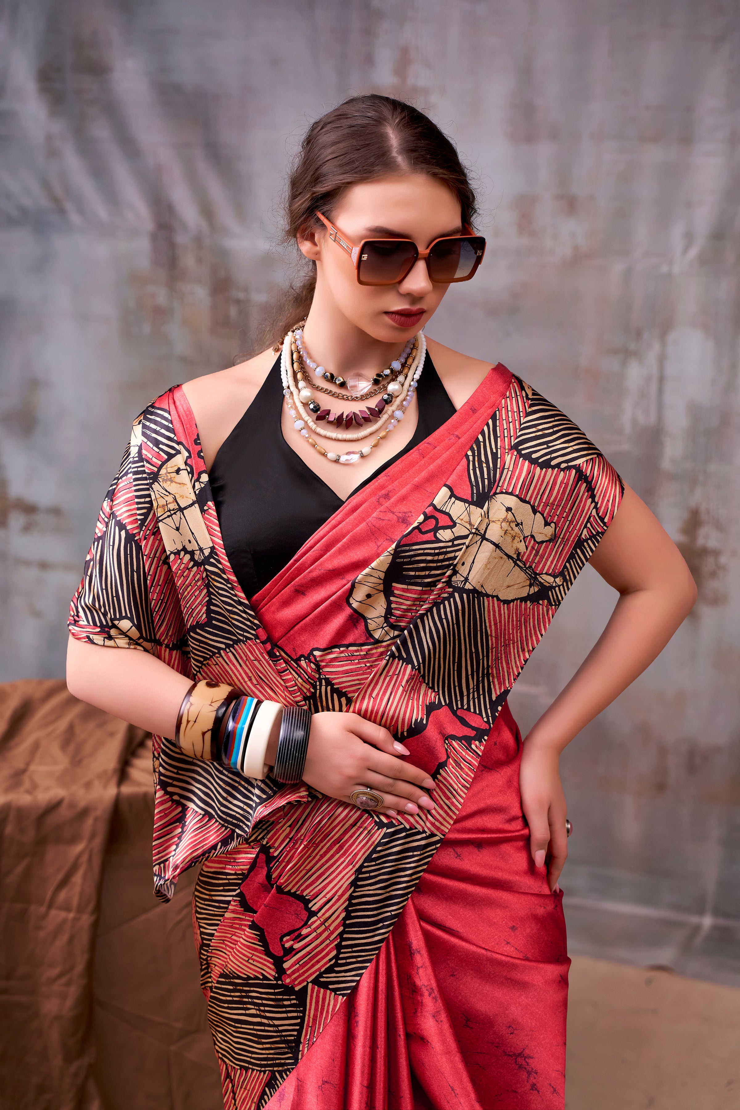 Satin Silk Printed Saree