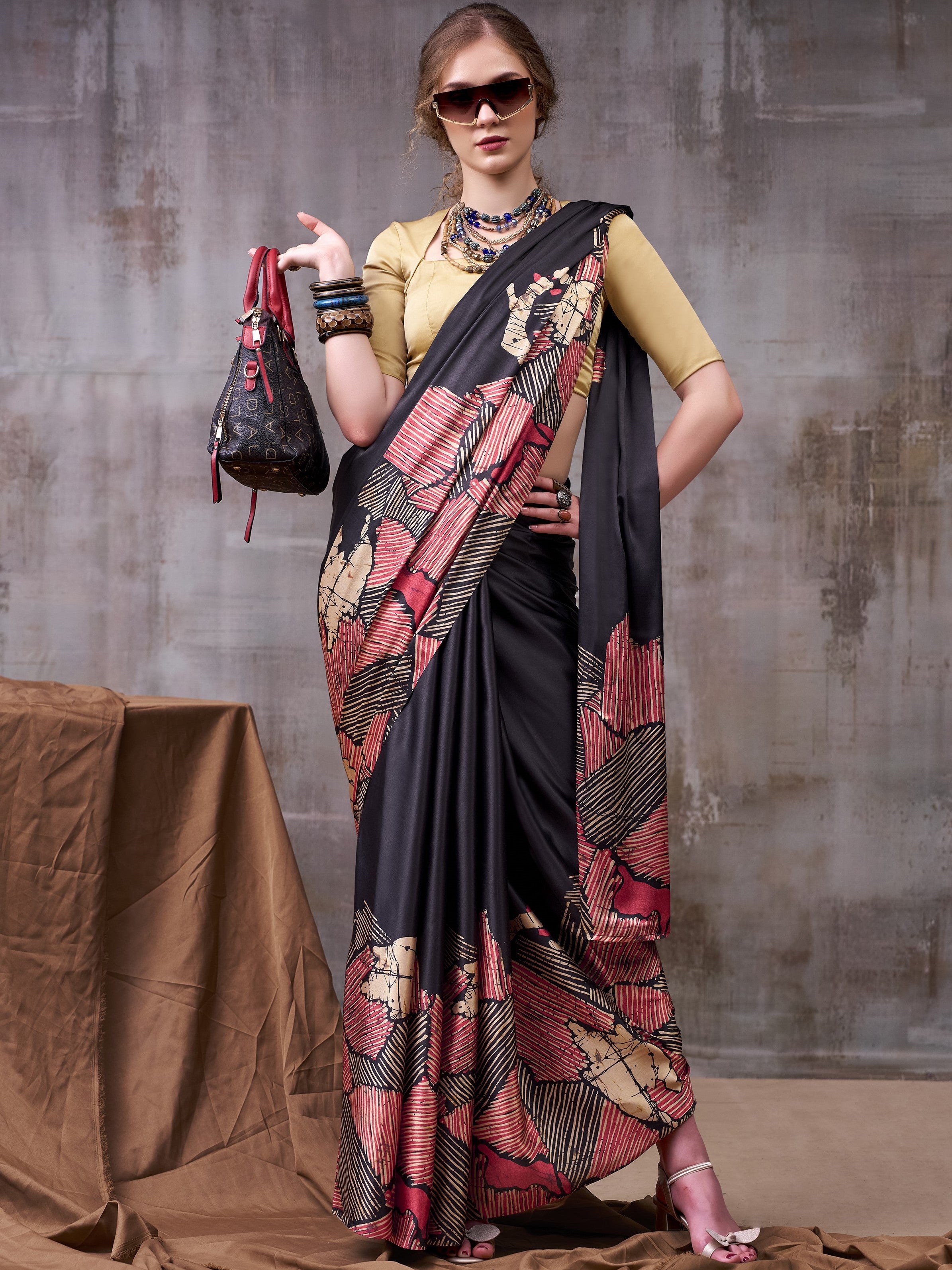 Satin Silk Printed Saree