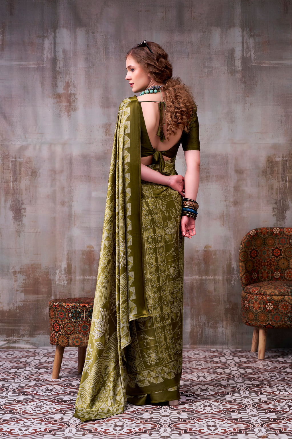 Satin Silk Printed saree
