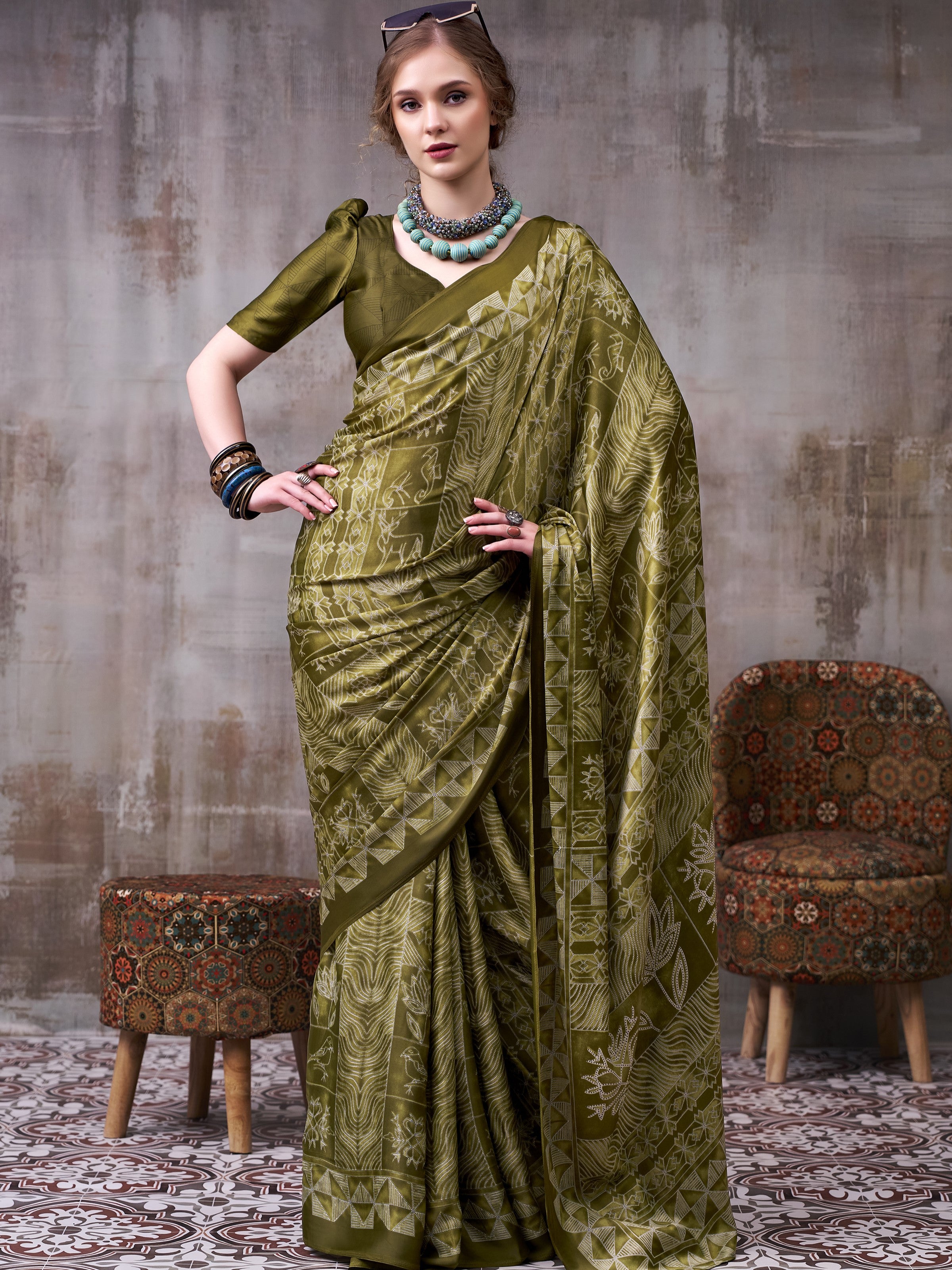 Satin Silk Printed Saree