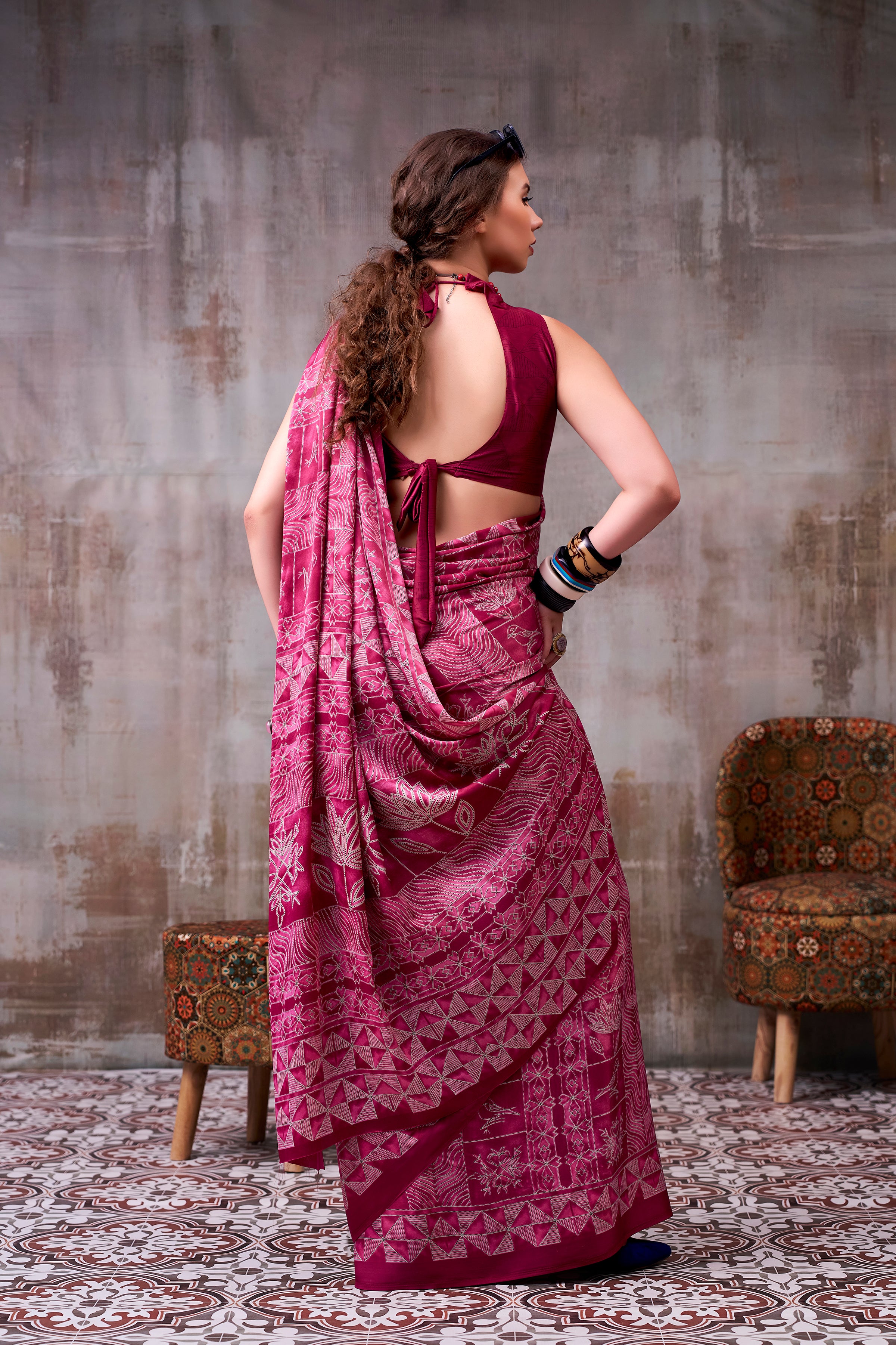 Satin Silk Printed saree