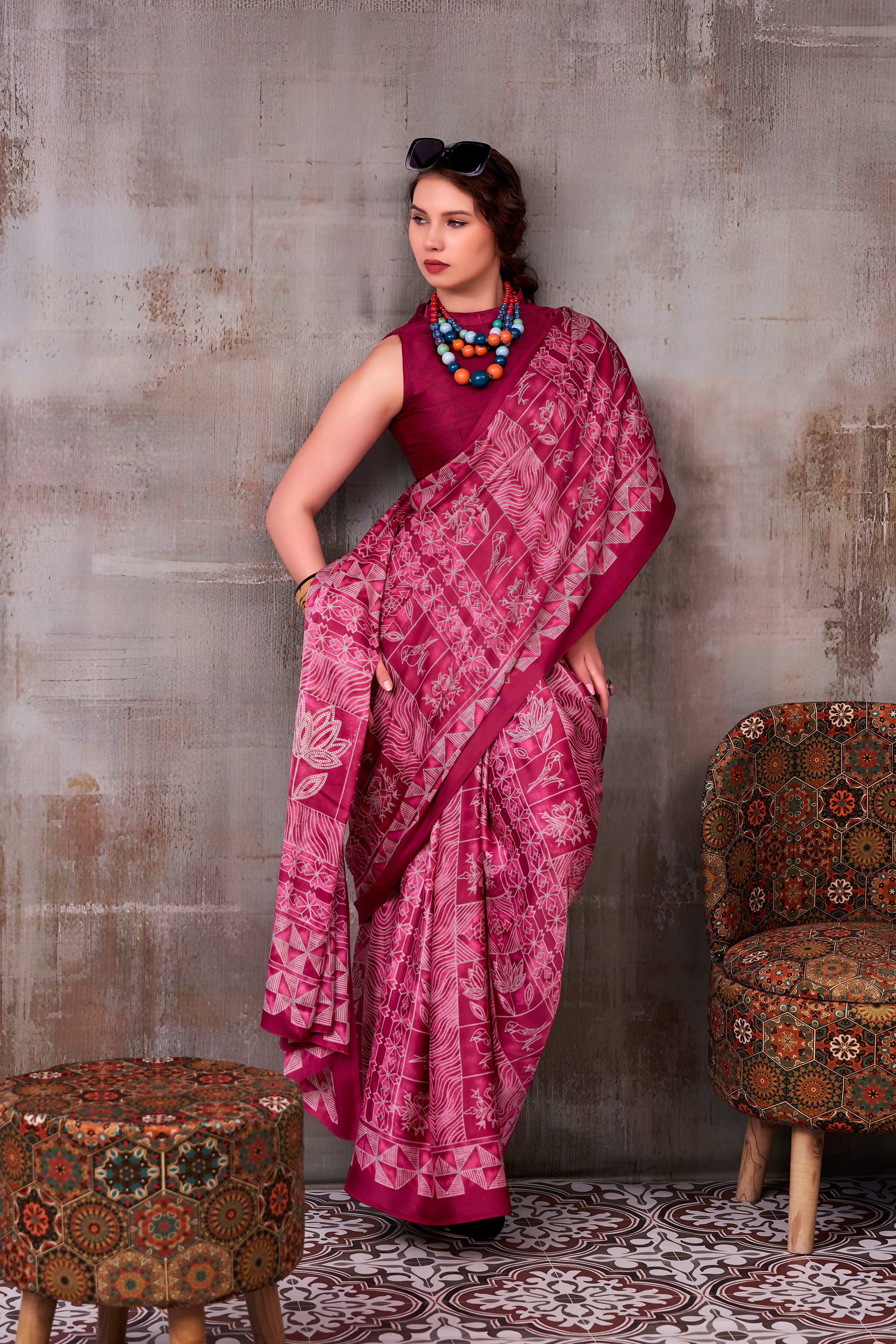Satin Silk Printed saree
