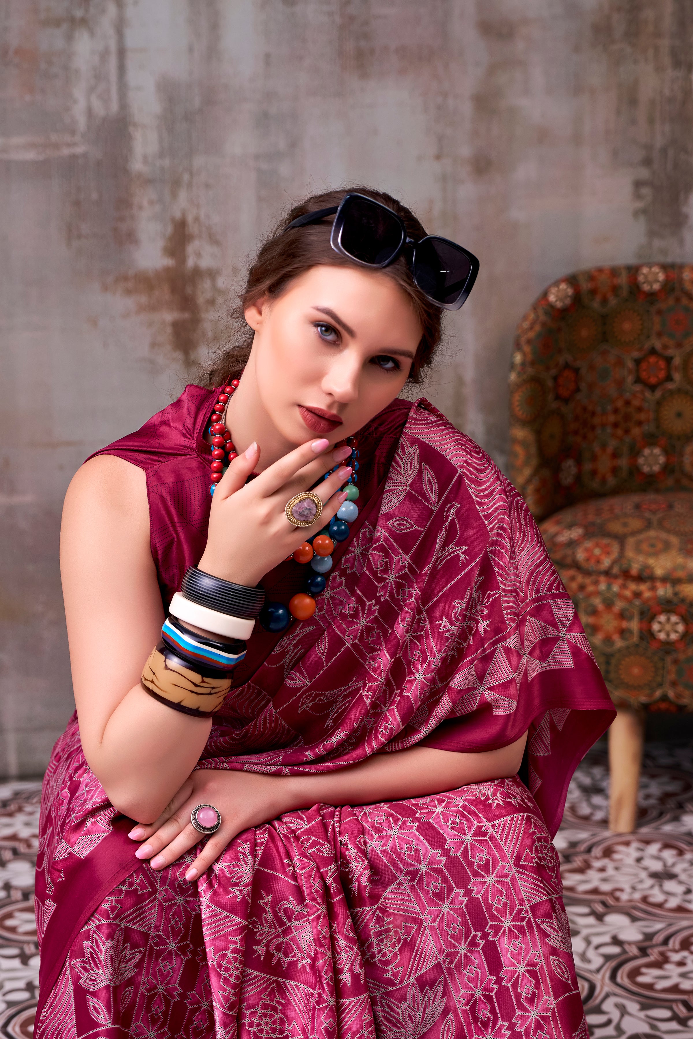 Satin Silk Printed saree