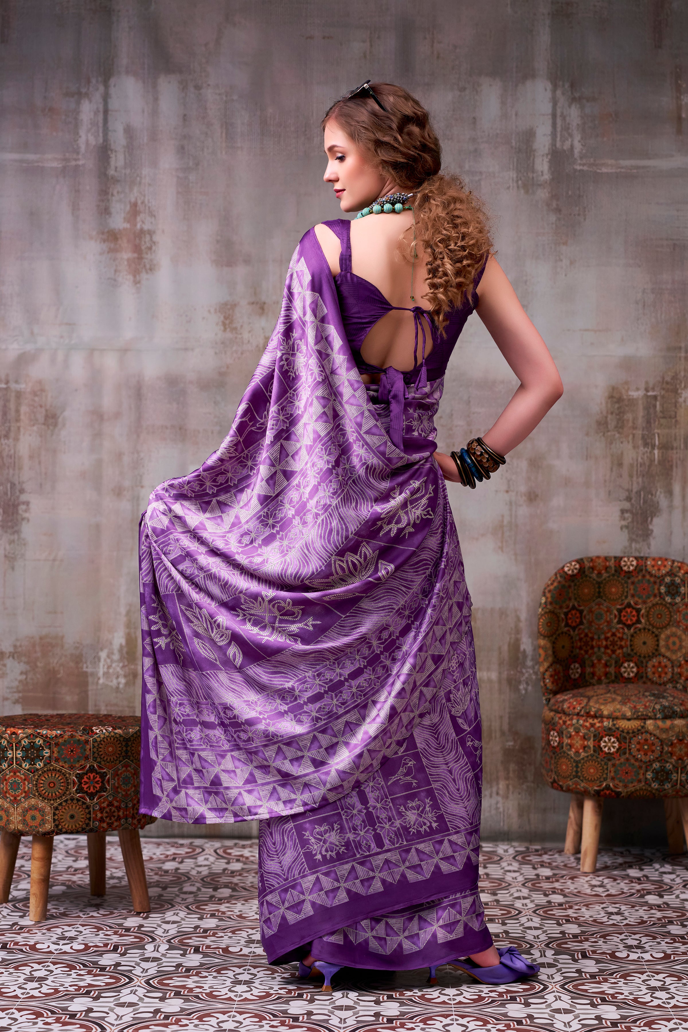 Satin Silk Printed saree