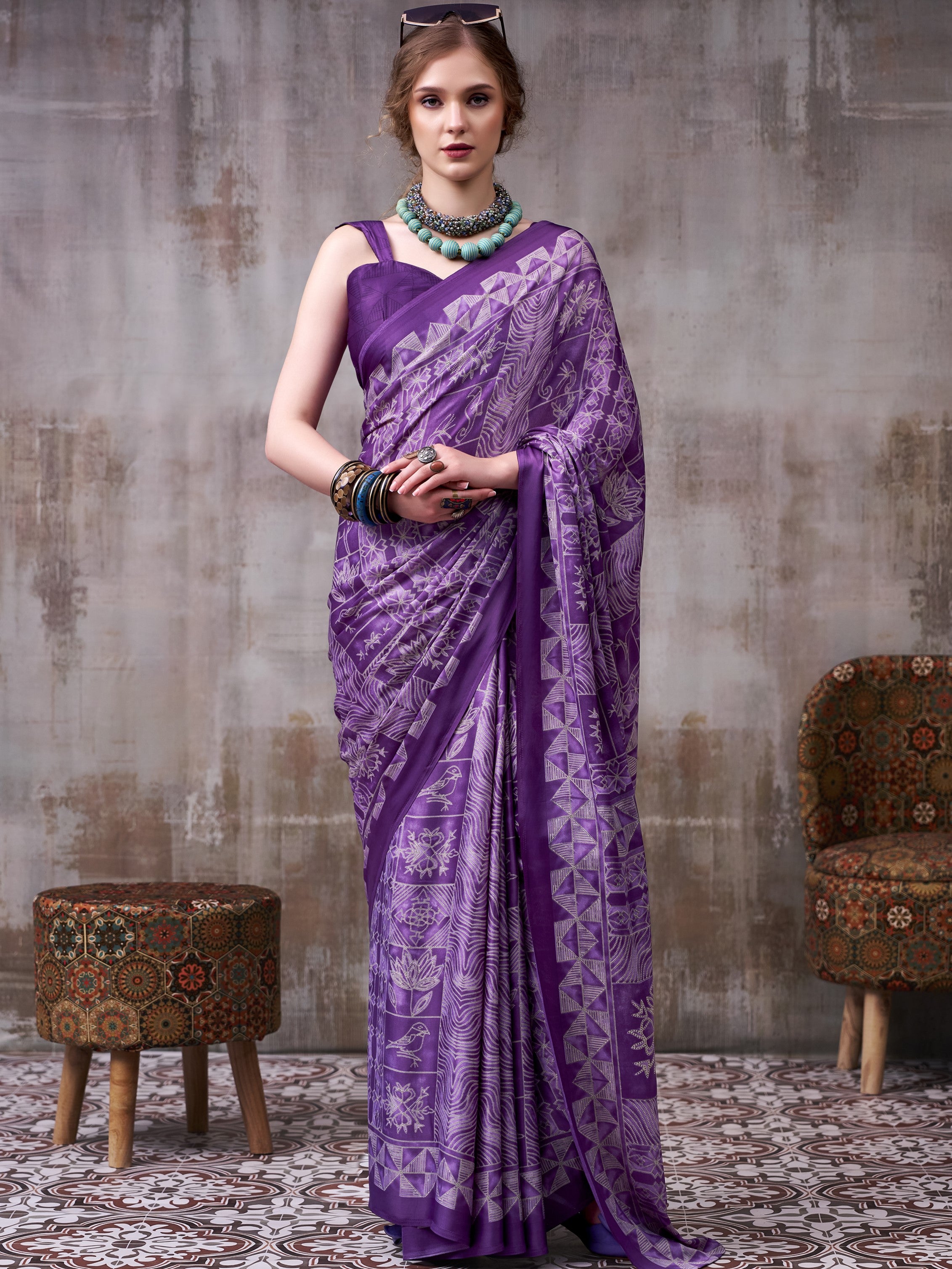Satin Silk Printed Saree