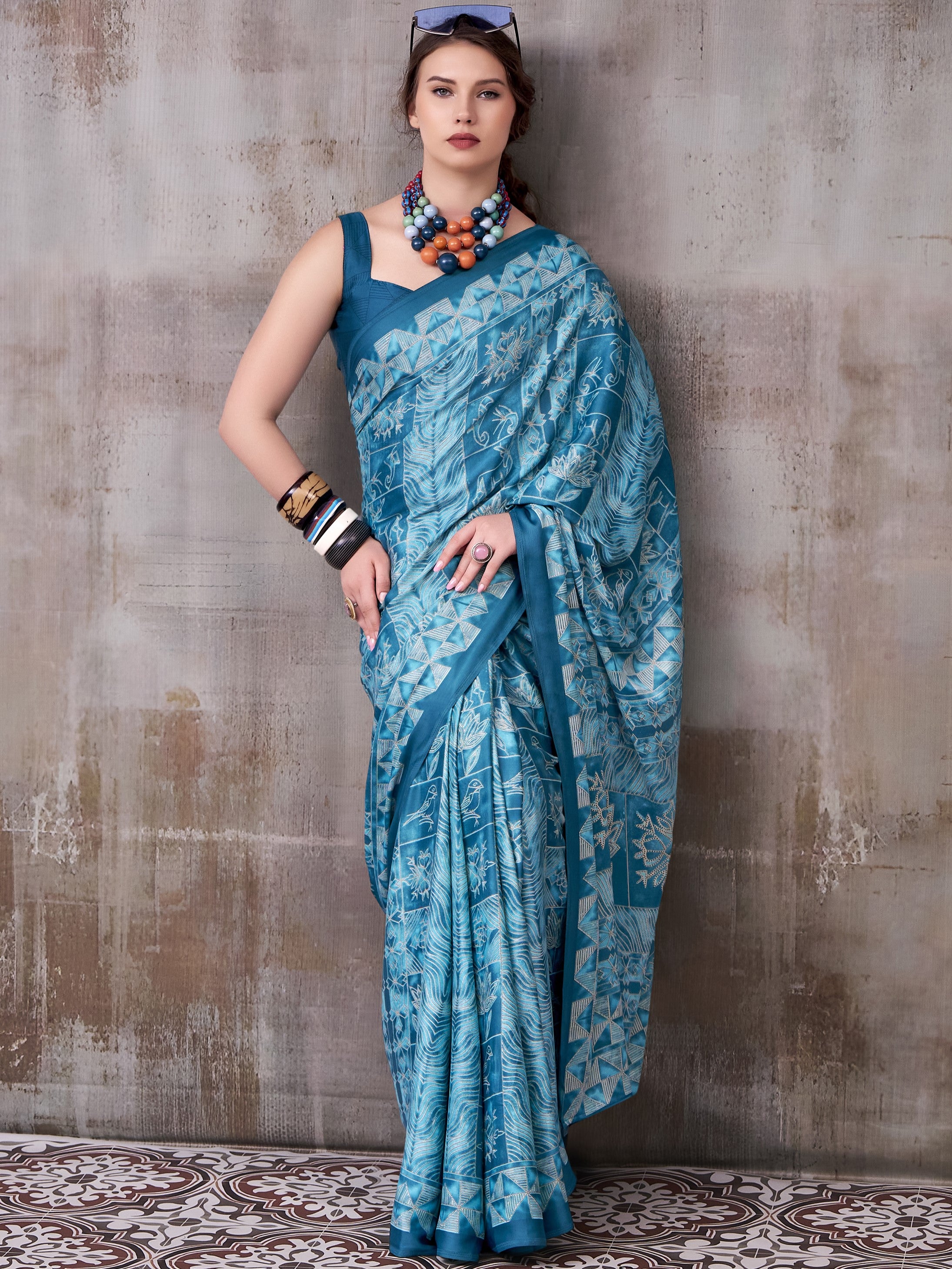 Satin Silk Printed Saree