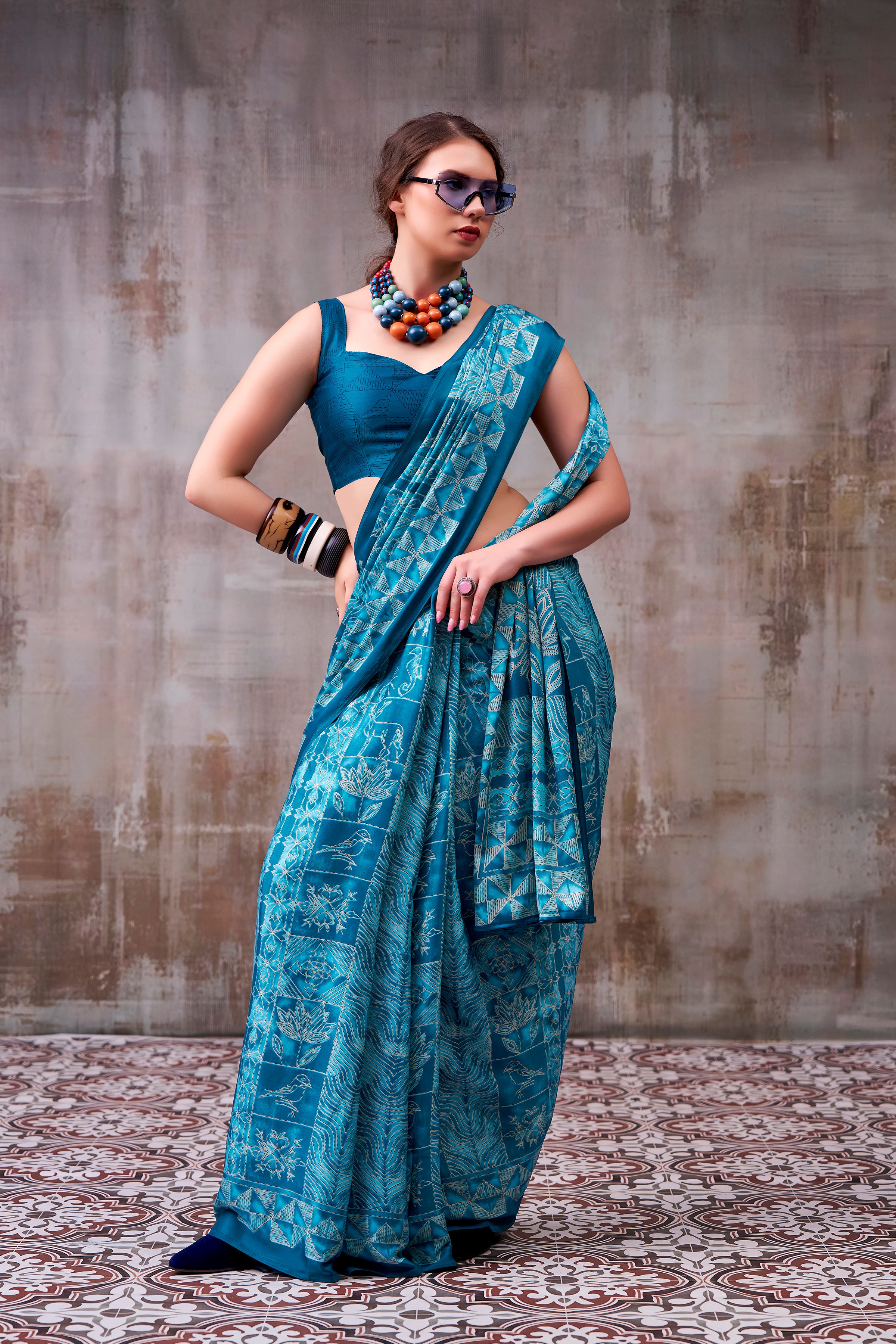 Satin Silk Printed Saree