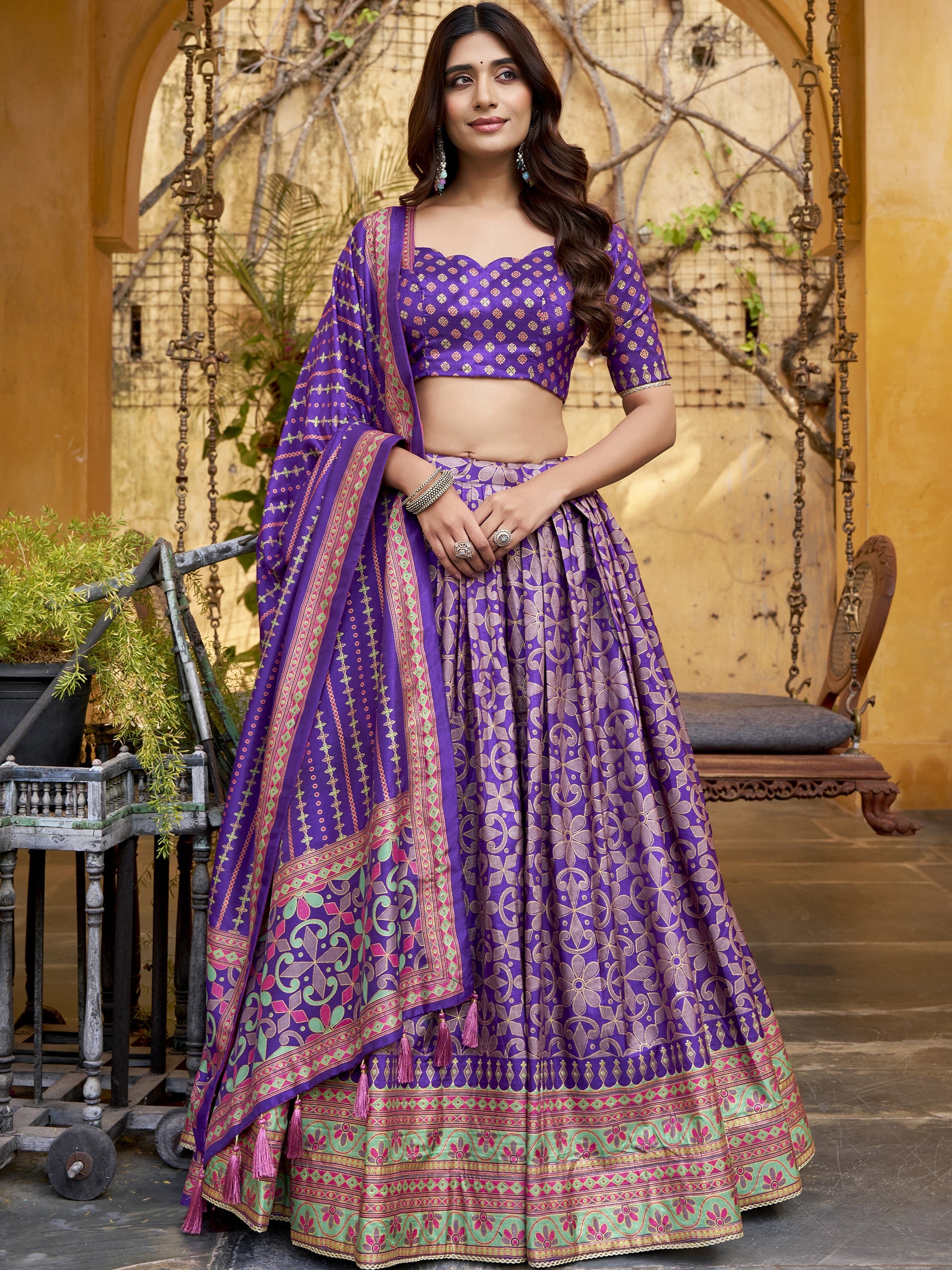 Tussar Silk Sparkle Design Lehenga With Dupatta