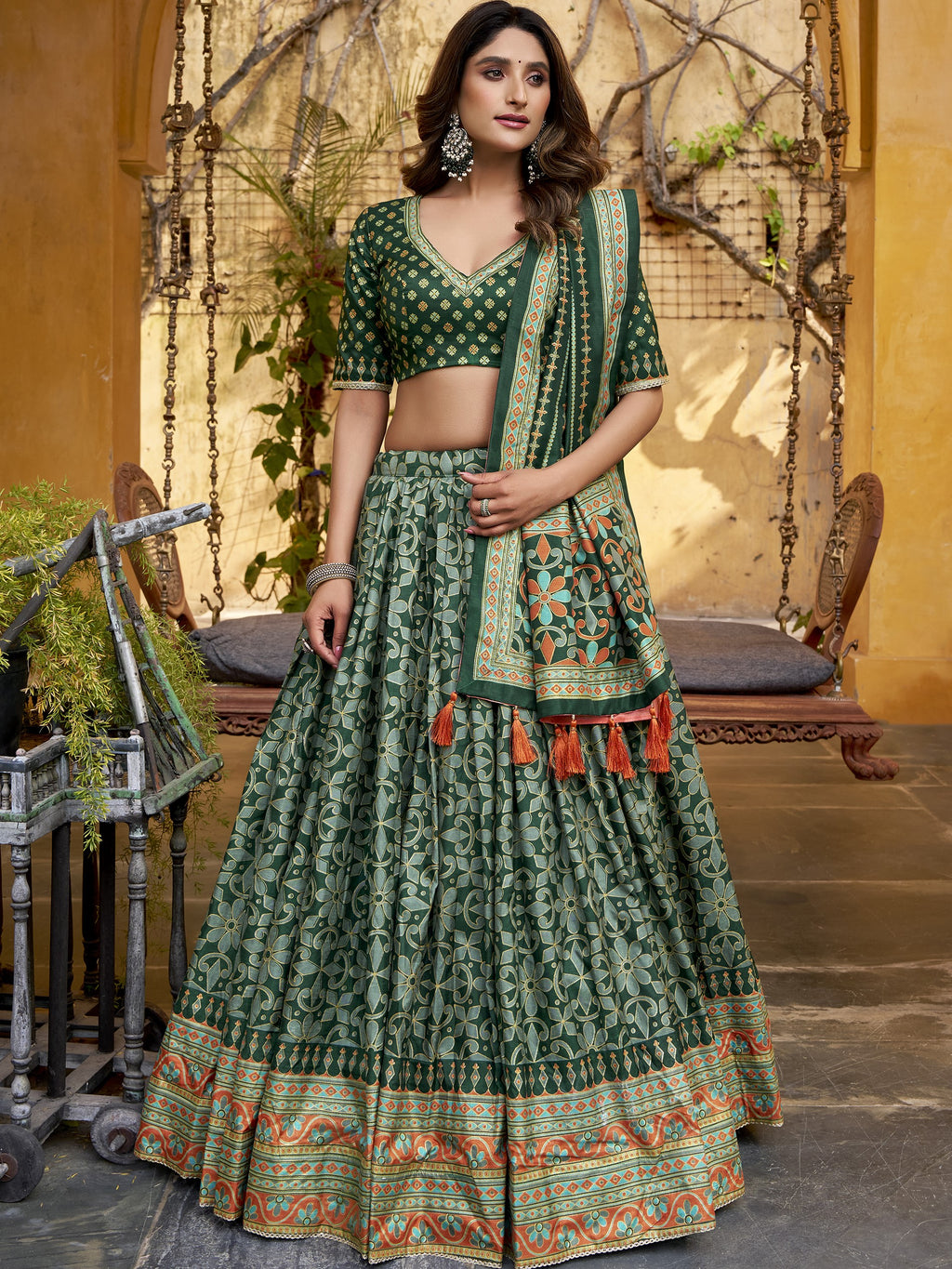 Tussar Silk Sparkle Design Lehenga With Dupatta