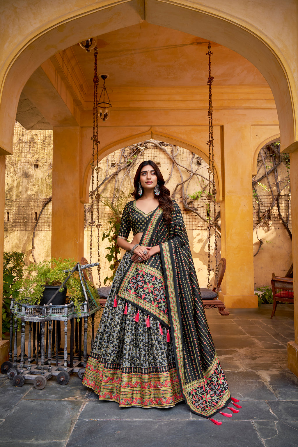 Tussar Silk Sparkle Design Lehenga With Dupatta