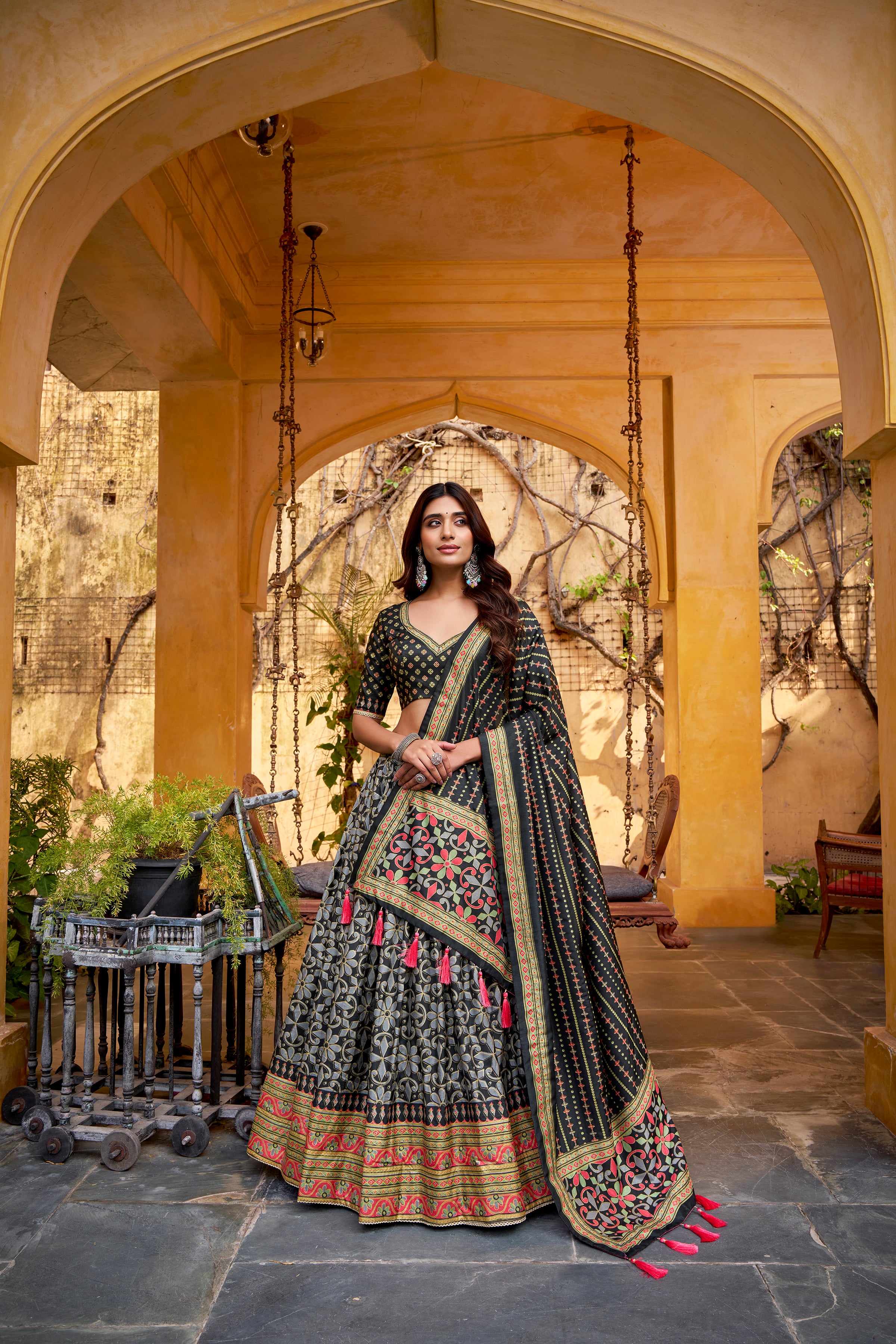 Tussar Silk Sparkle Design Lehenga With Dupatta