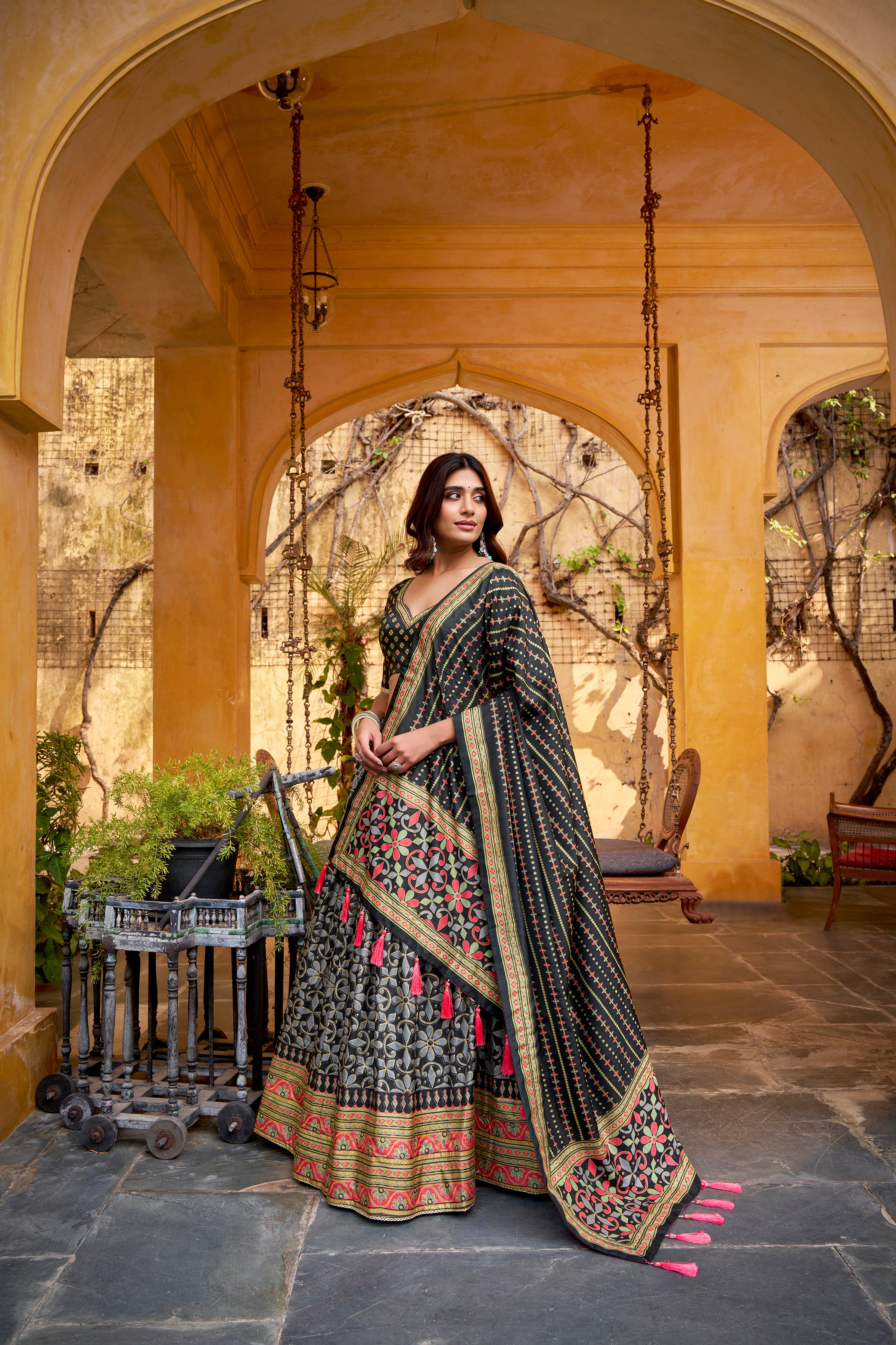 Tussar Silk Sparkle Design Lehenga With Dupatta