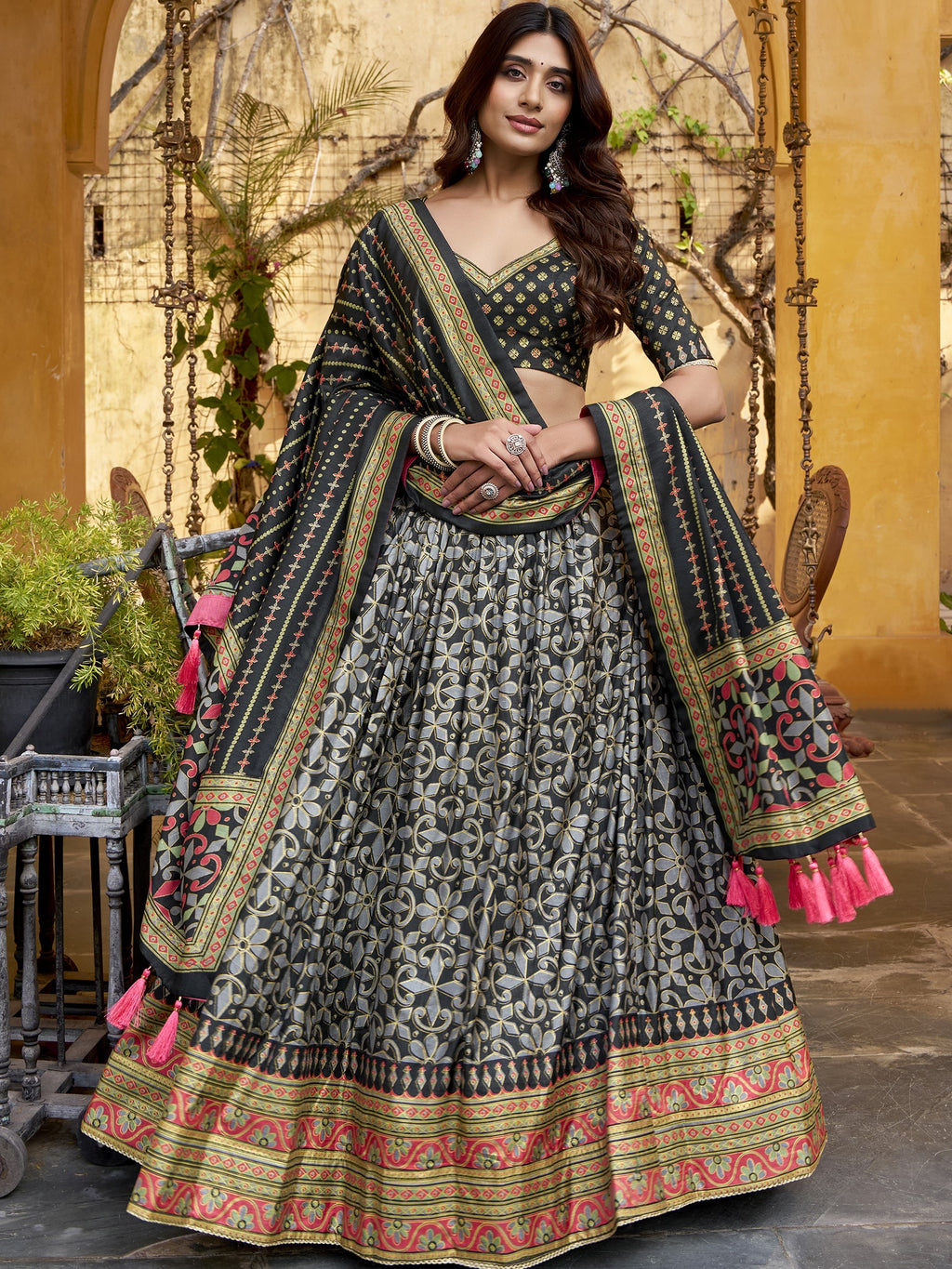 Tussar Silk Sparkle Design Lehenga With Dupatta