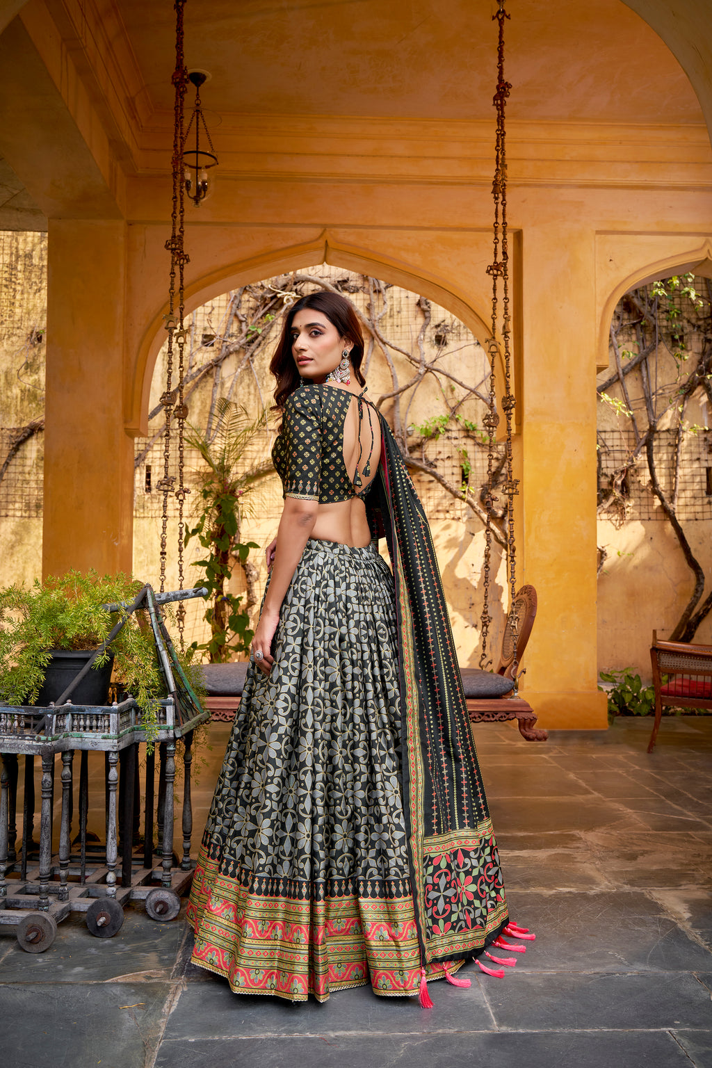 Tussar Silk Sparkle Design Lehenga With Dupatta