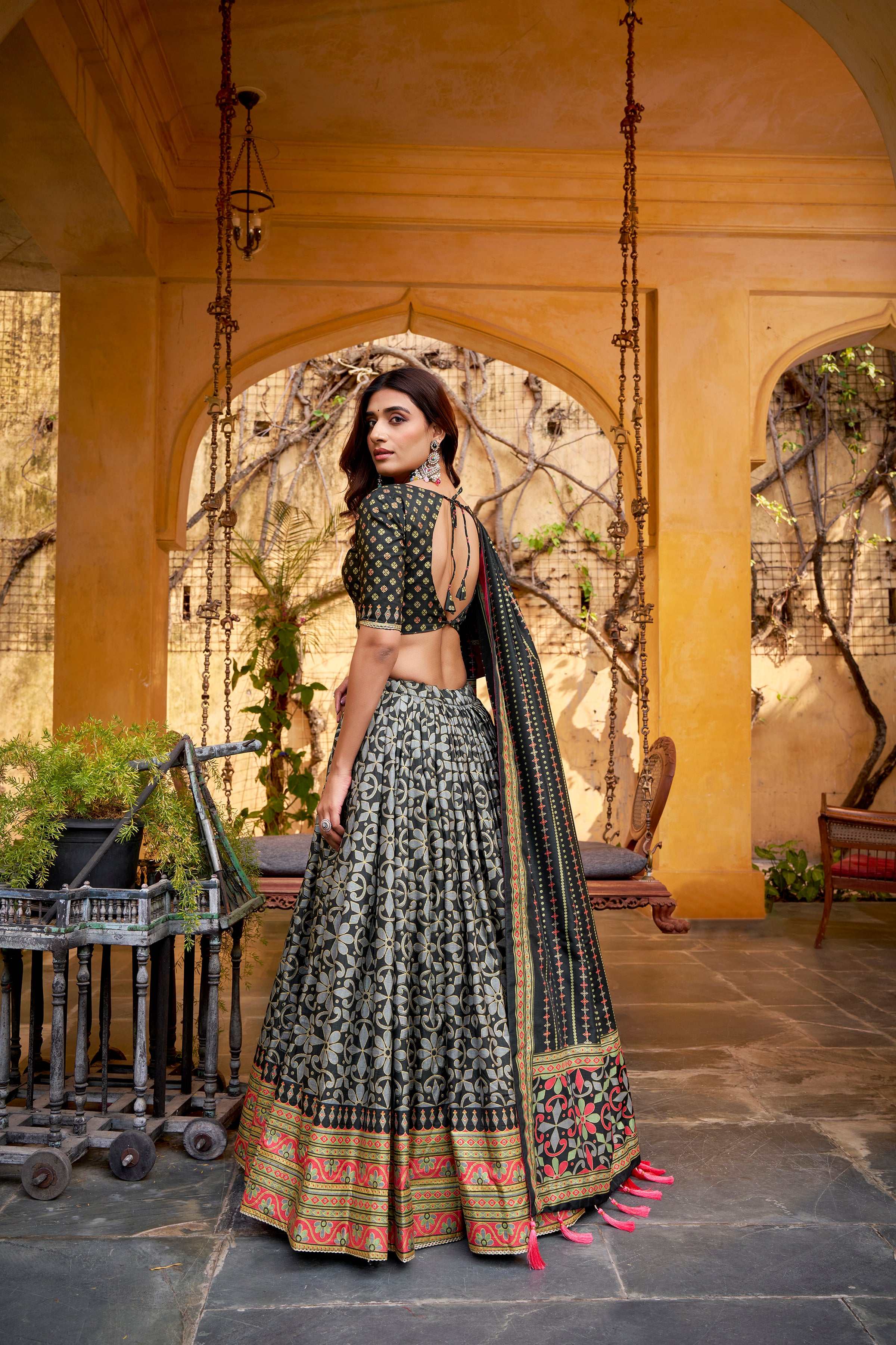 Tussar Silk Sparkle Design Lehenga With Dupatta