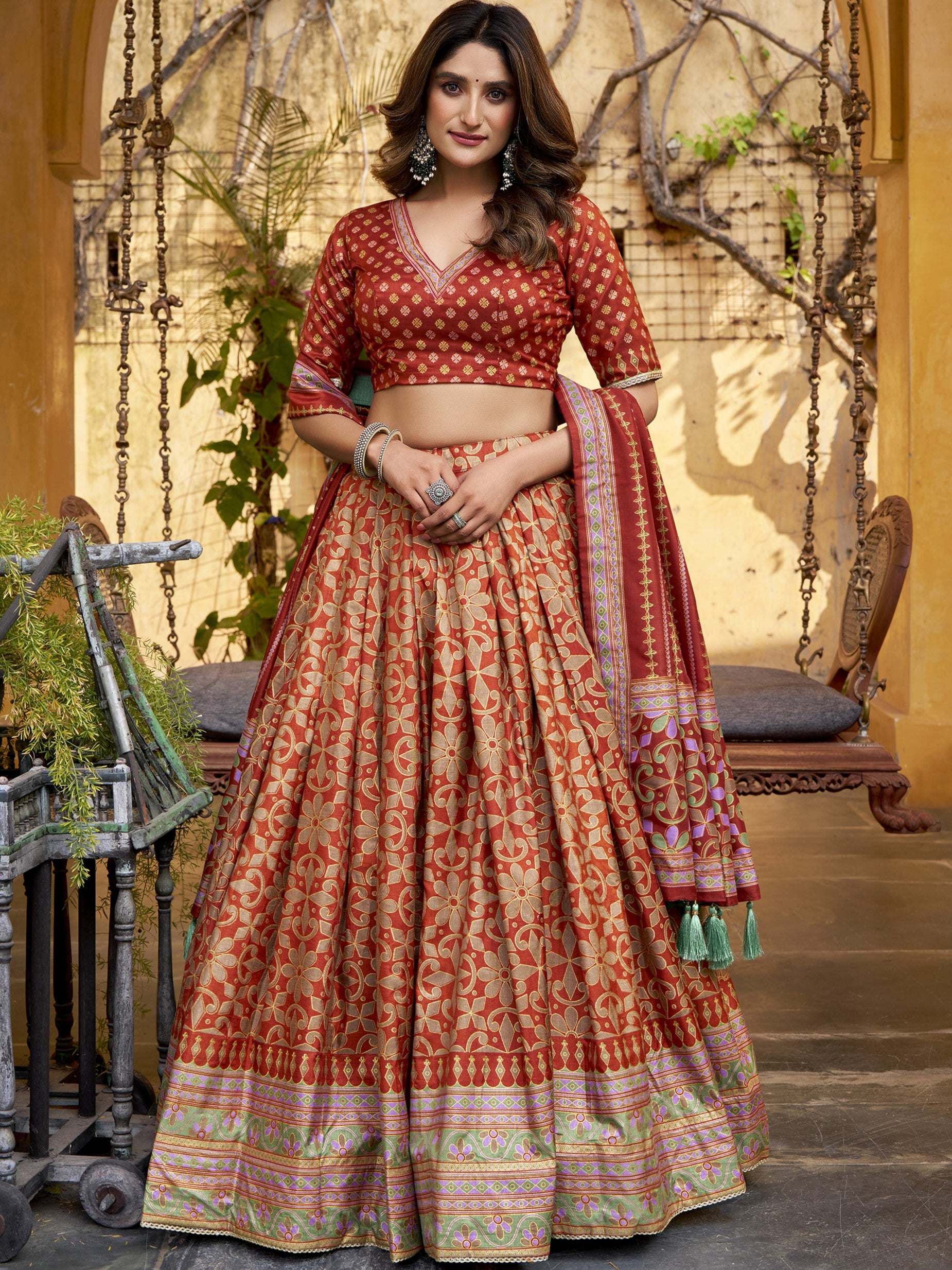 Tussar Silk Sparkle Design Lehenga With Dupatta