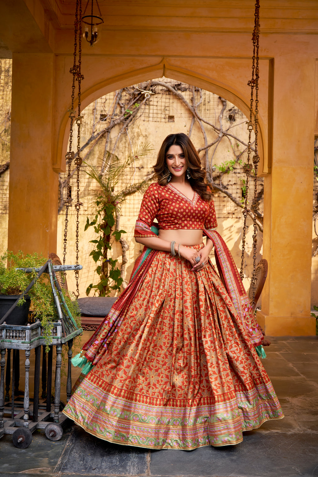 Tussar Silk Sparkle Design Lehenga With Dupatta