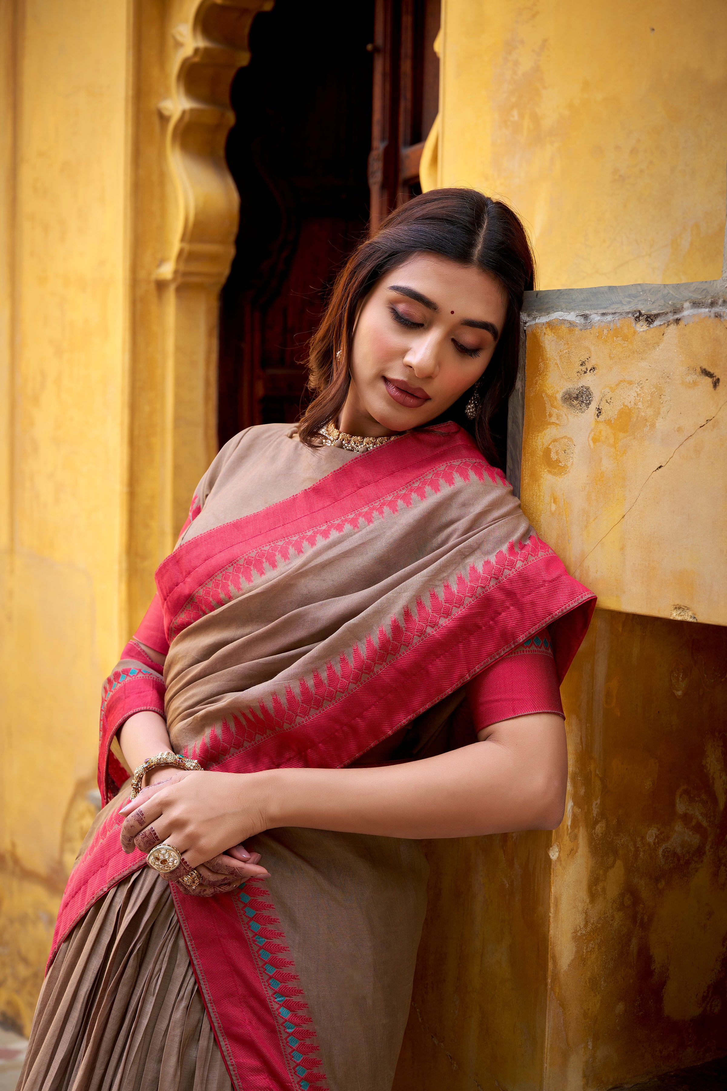 Pure Chanderi Thread Work Lehenga With Dupatta