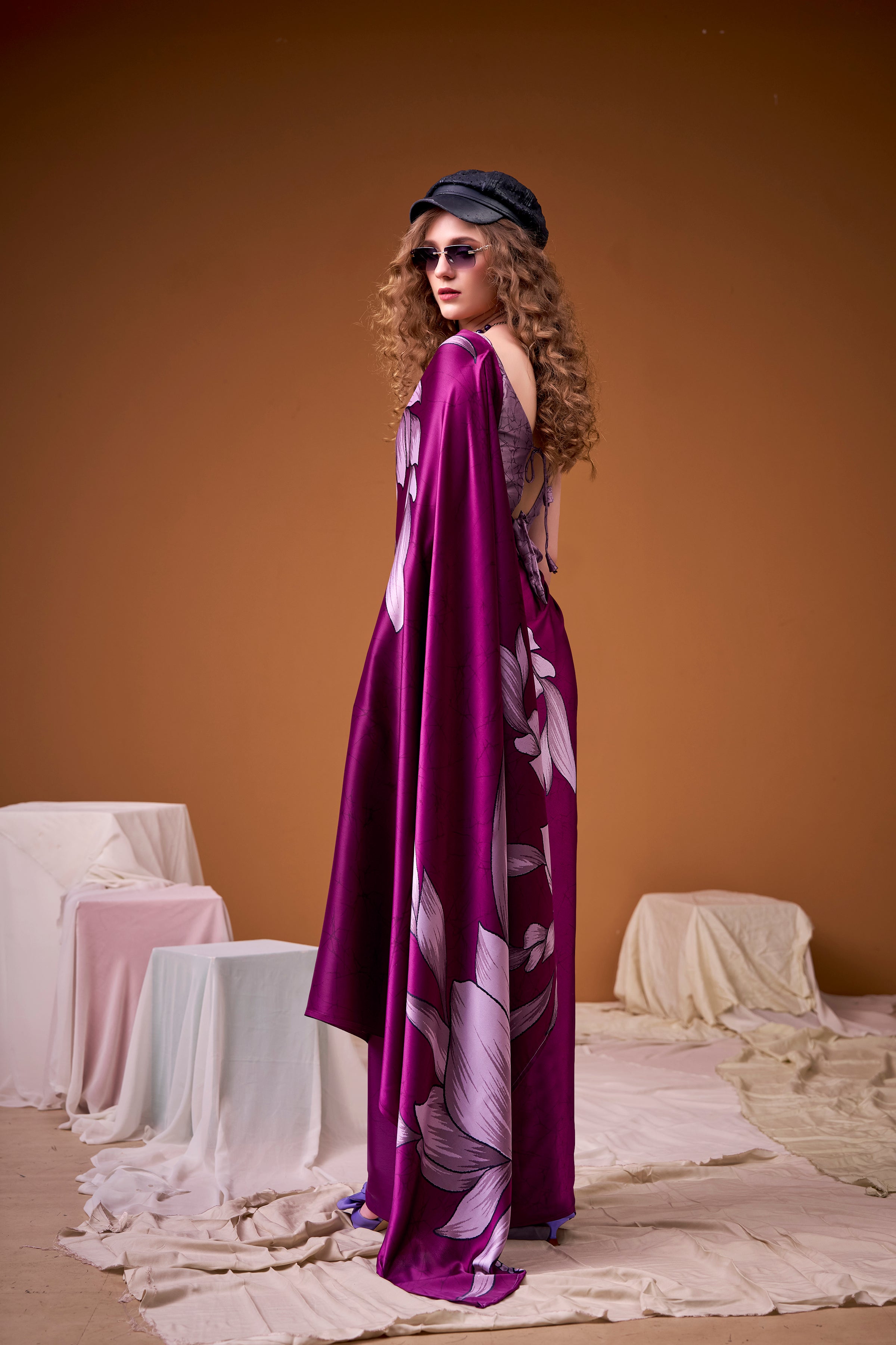 Satin Silk Floral Printed Saree