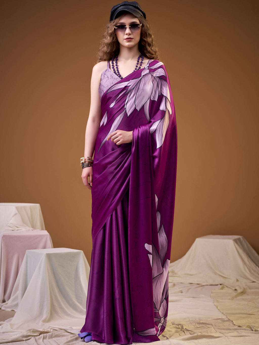 Satin Silk Floral Printed Saree