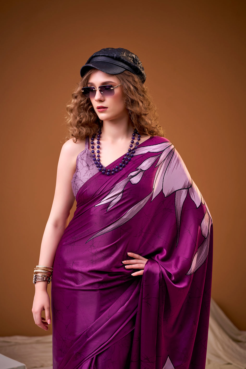 Satin Silk Floral Printed Saree