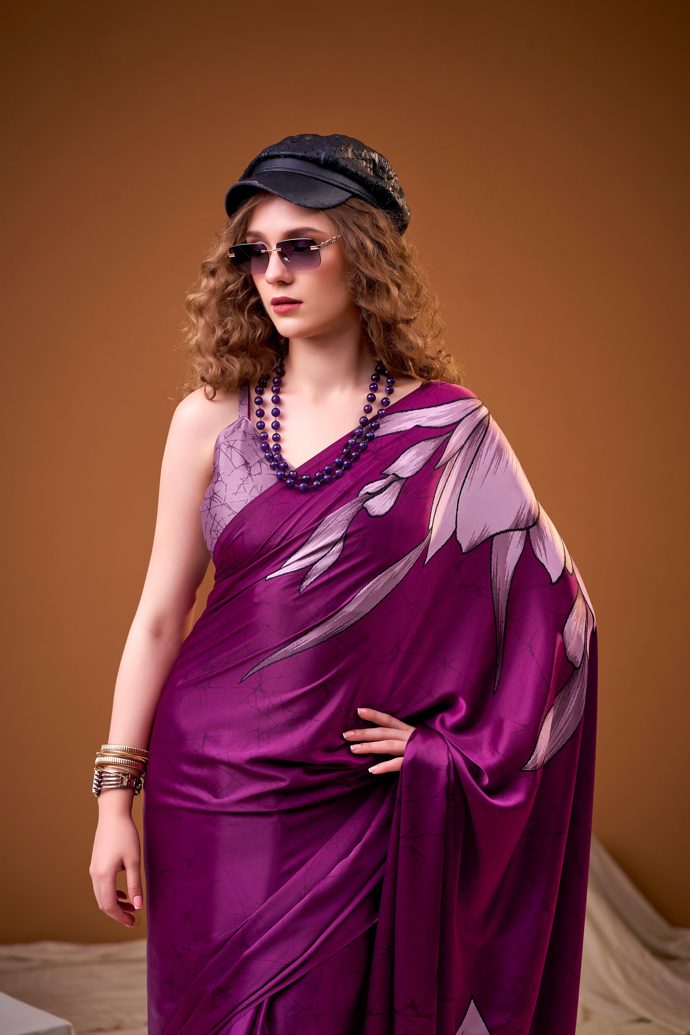 Satin Silk Floral Printed Saree
