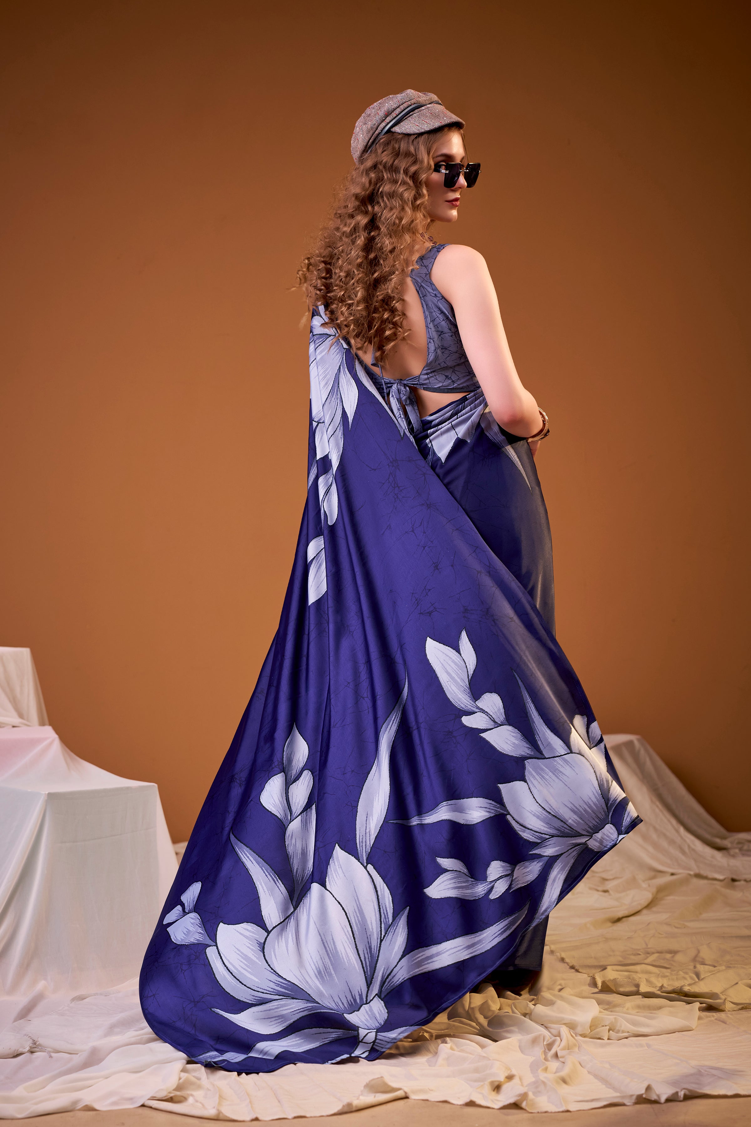Satin Silk Floral Printed Saree