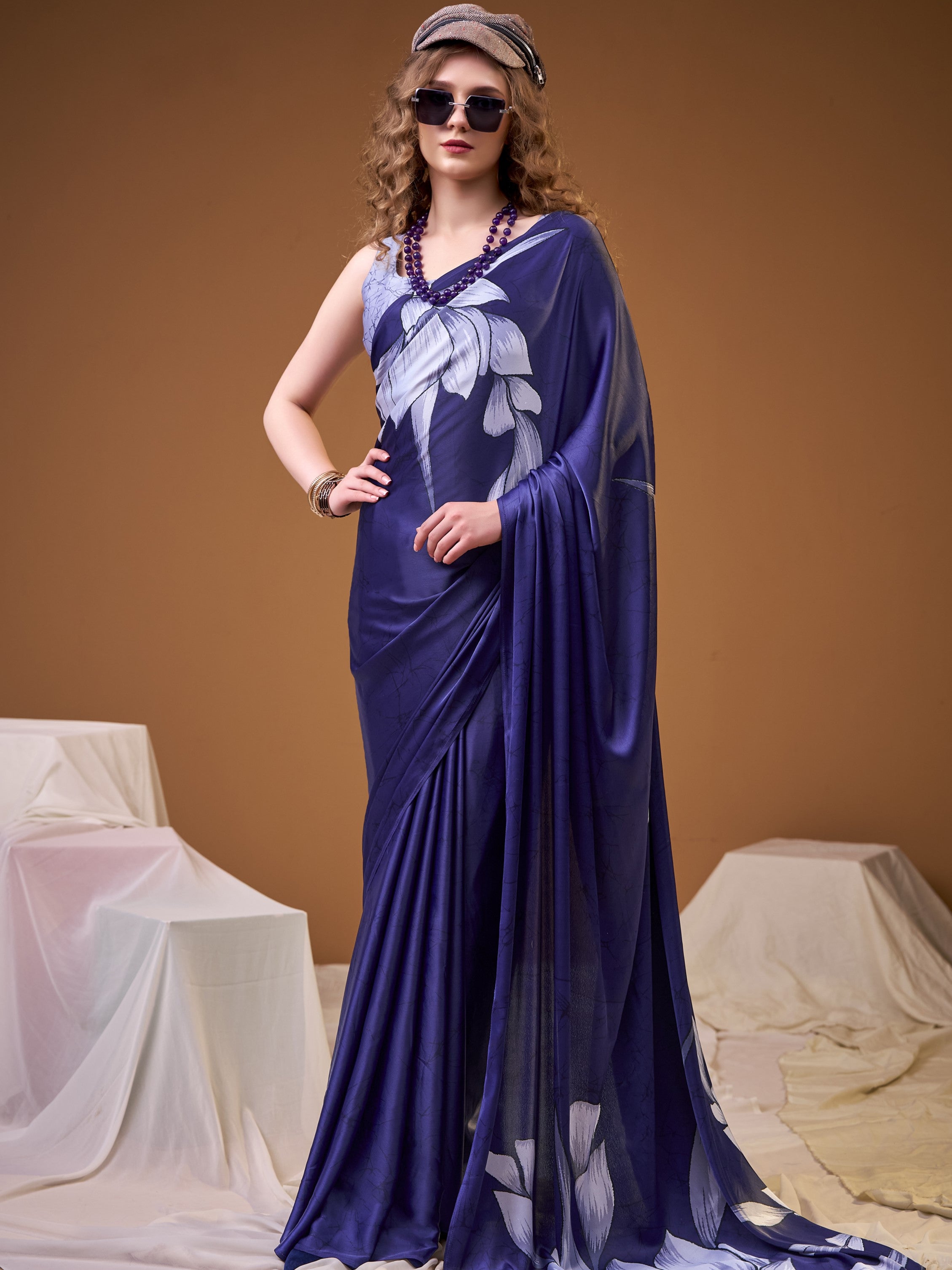 Satin Silk Floral Printed Saree