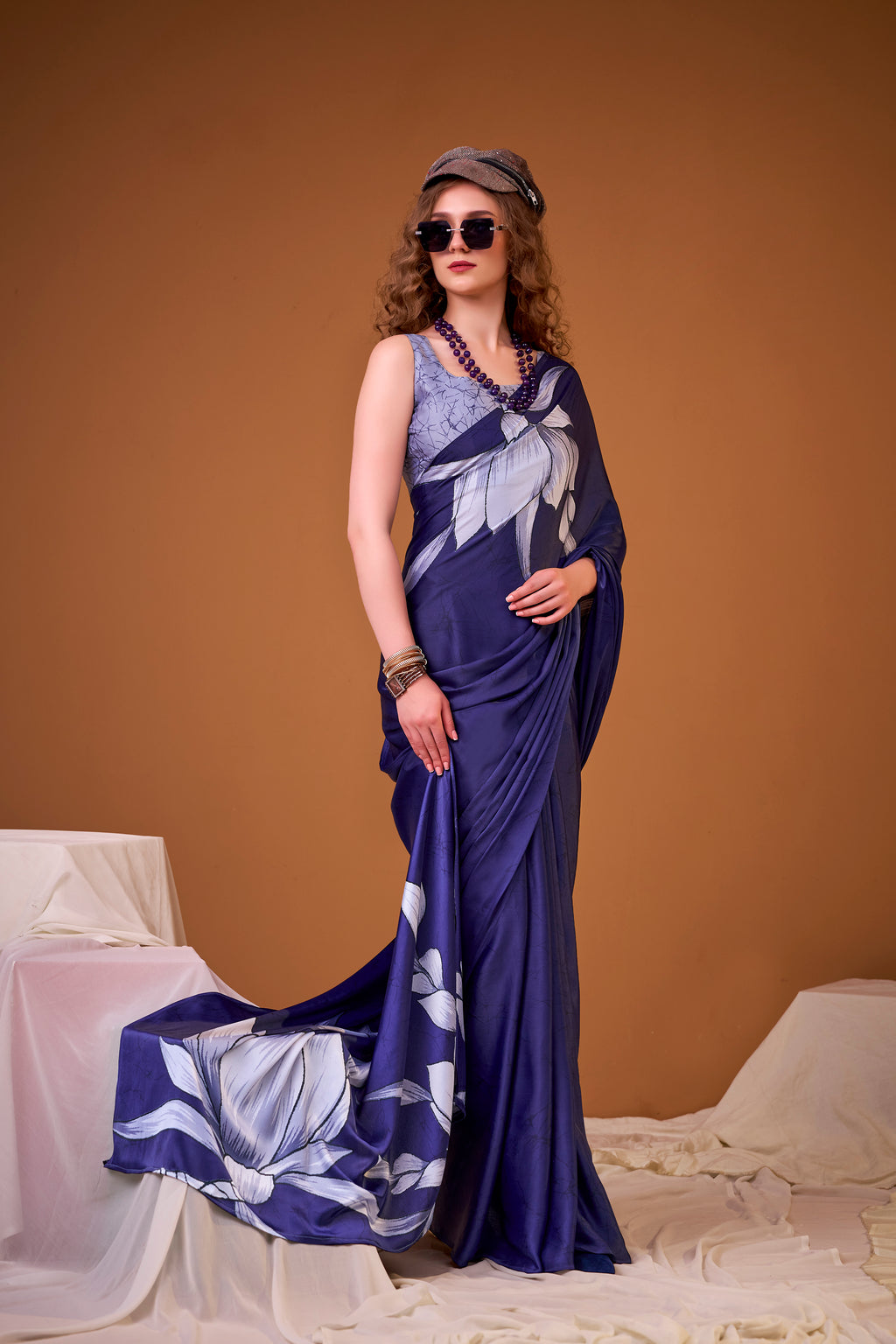 Satin Silk Floral Printed Saree